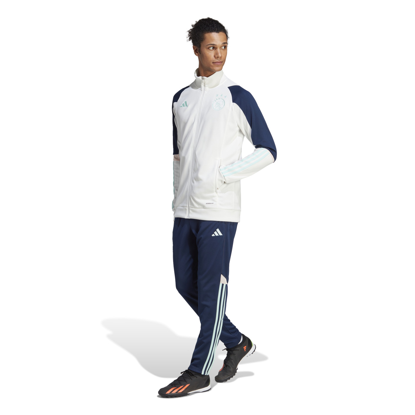 adidas Ajax Survêtement Full-Zip 2023-2024 Blanc Bleu Foncé Bleu Clair