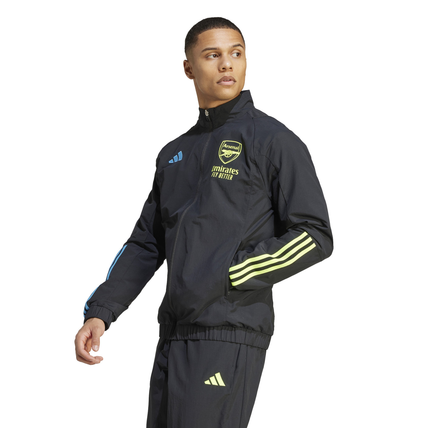 adidas Arsenal Presentatie Trainingsjack 2023-2024 Zwart Blauw Geel