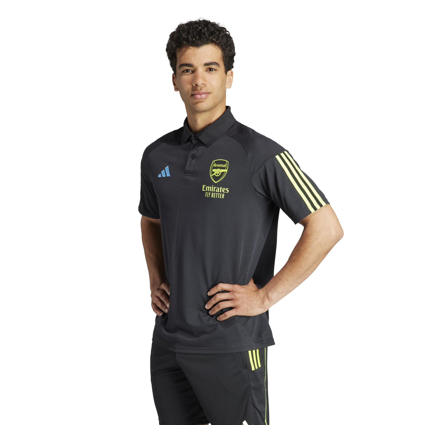 adidas Arsenal Polo 2023-2024 Noir Bleu Jaune