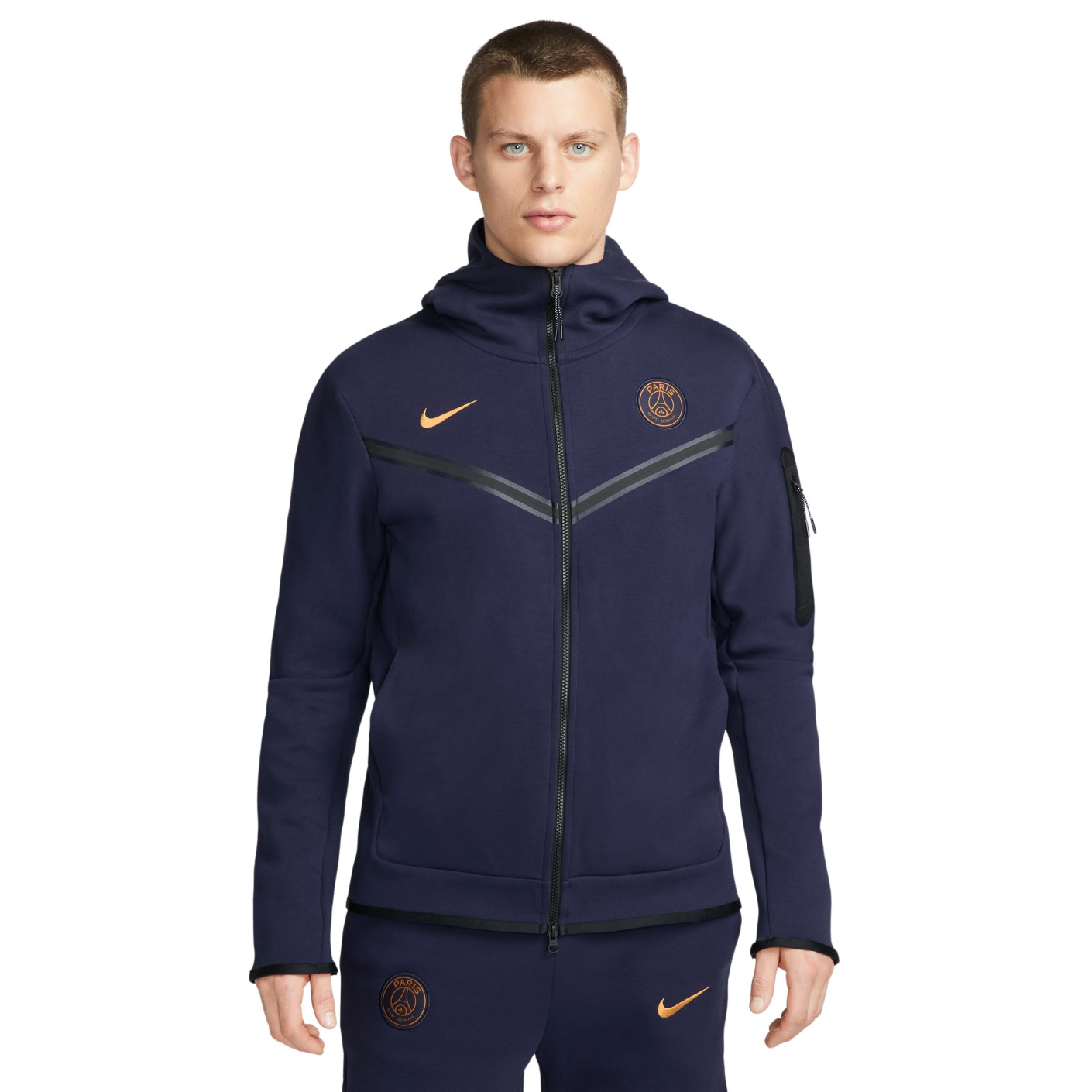Nike Paris Saint Germain Tech Fleece Veste 2023 2024 Bleu Fonce Or Voetbalshop.be