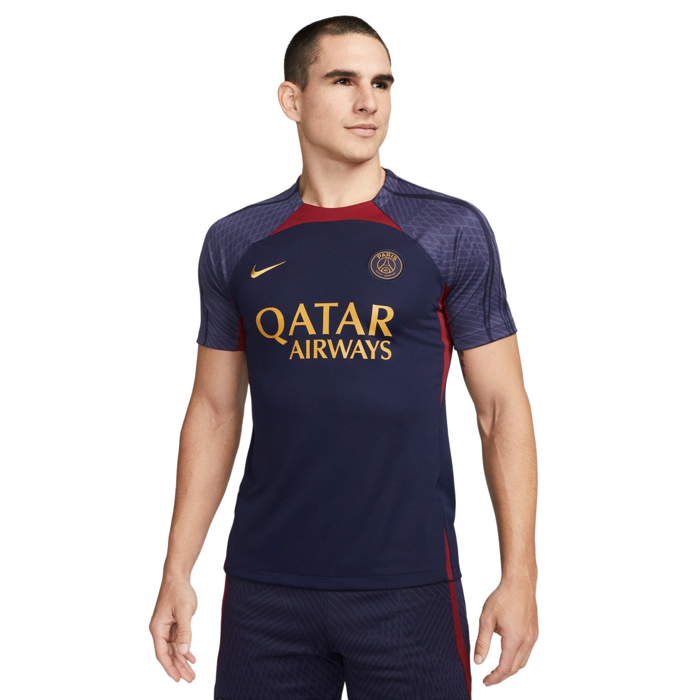 Nike Paris Saint-Germain Strike Maillot d'Entraînement 2023-2024 Bleu Foncé Rouge Or