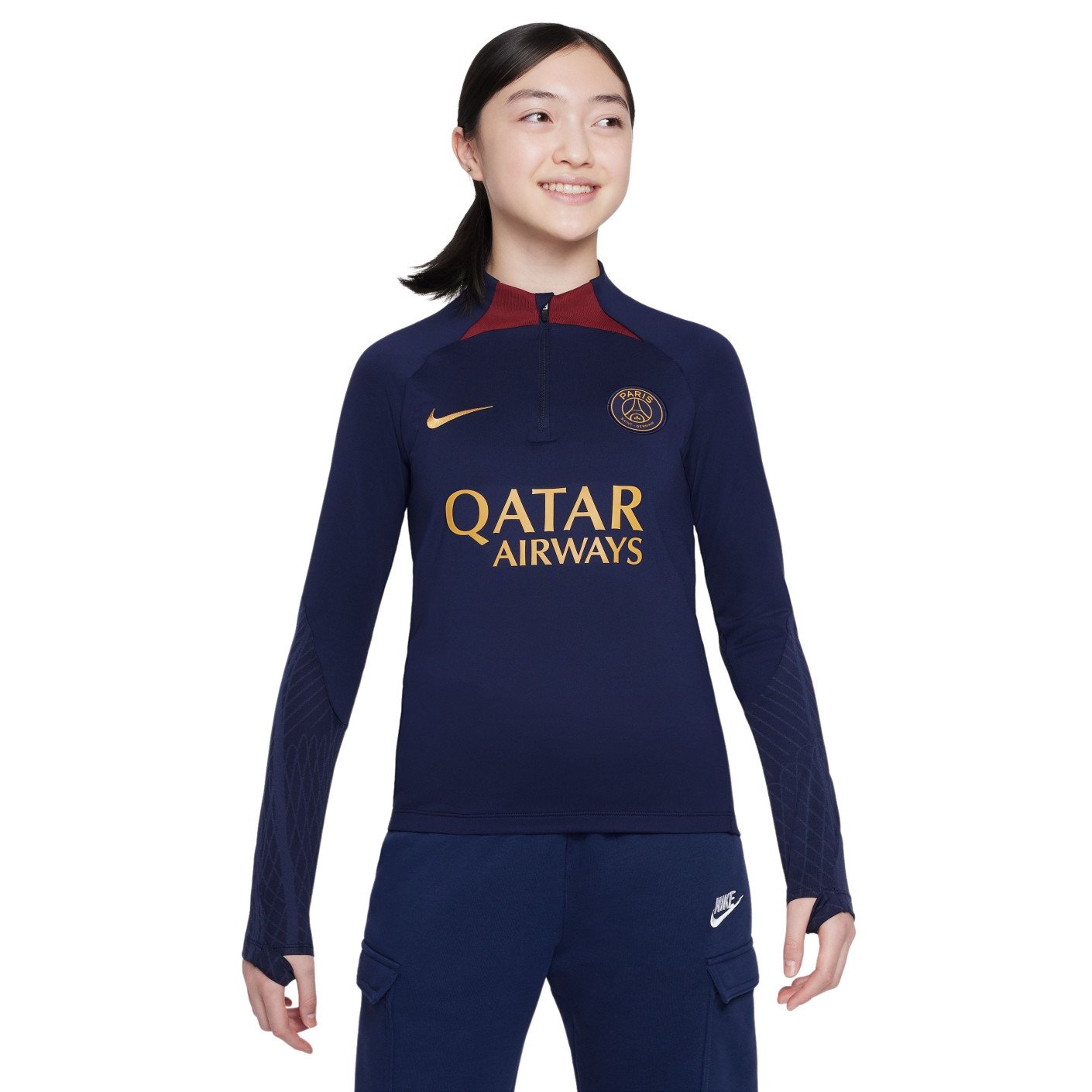 Nike Paris Saint-Germain Strike Haut d'Entraînement 2023-2024 Enfants Bleu Foncé Rouge Or