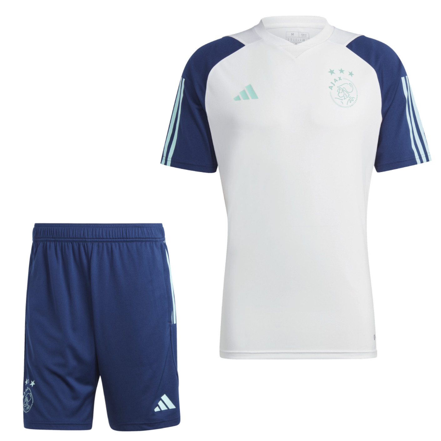 adidas Ajax Trainingsset 2023-2024 Kids Wit Donkerblauw Lichtblauw