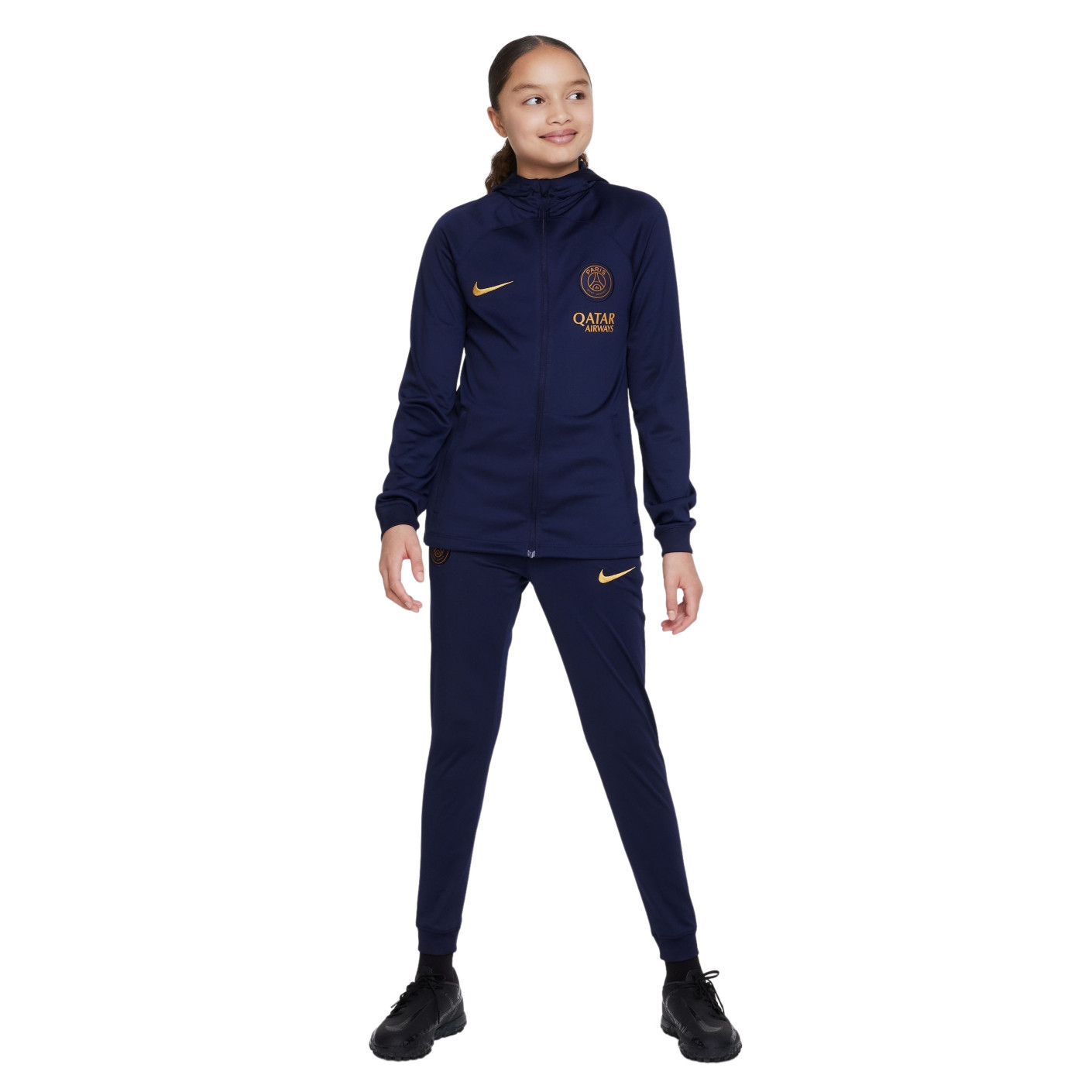 Nike Paris Saint Germain Strike Survetement a Capuche Full Zip 2023 2024 Enfants Bleu Fonce Or Voetbalshop.be