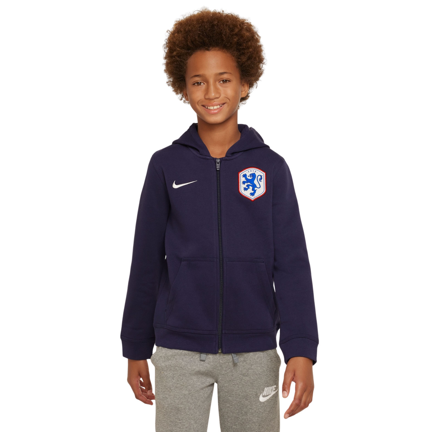 Nike Pays-Bas Club Veste 2023-2025 Enfants Bleu Foncé Rouge Blanc