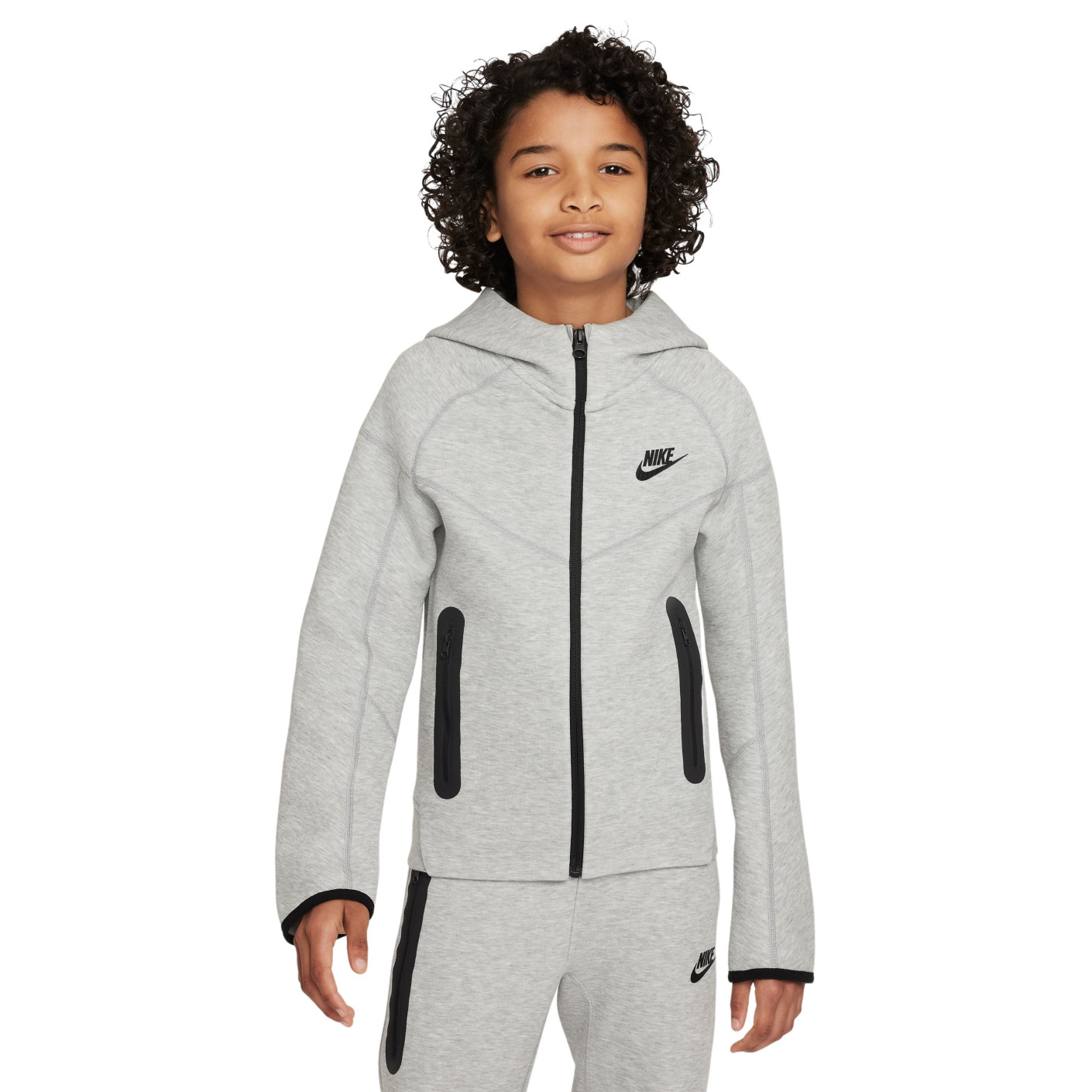 Nike Tech Fleece Sportswear Survetement Enfants Gris Clair Noir