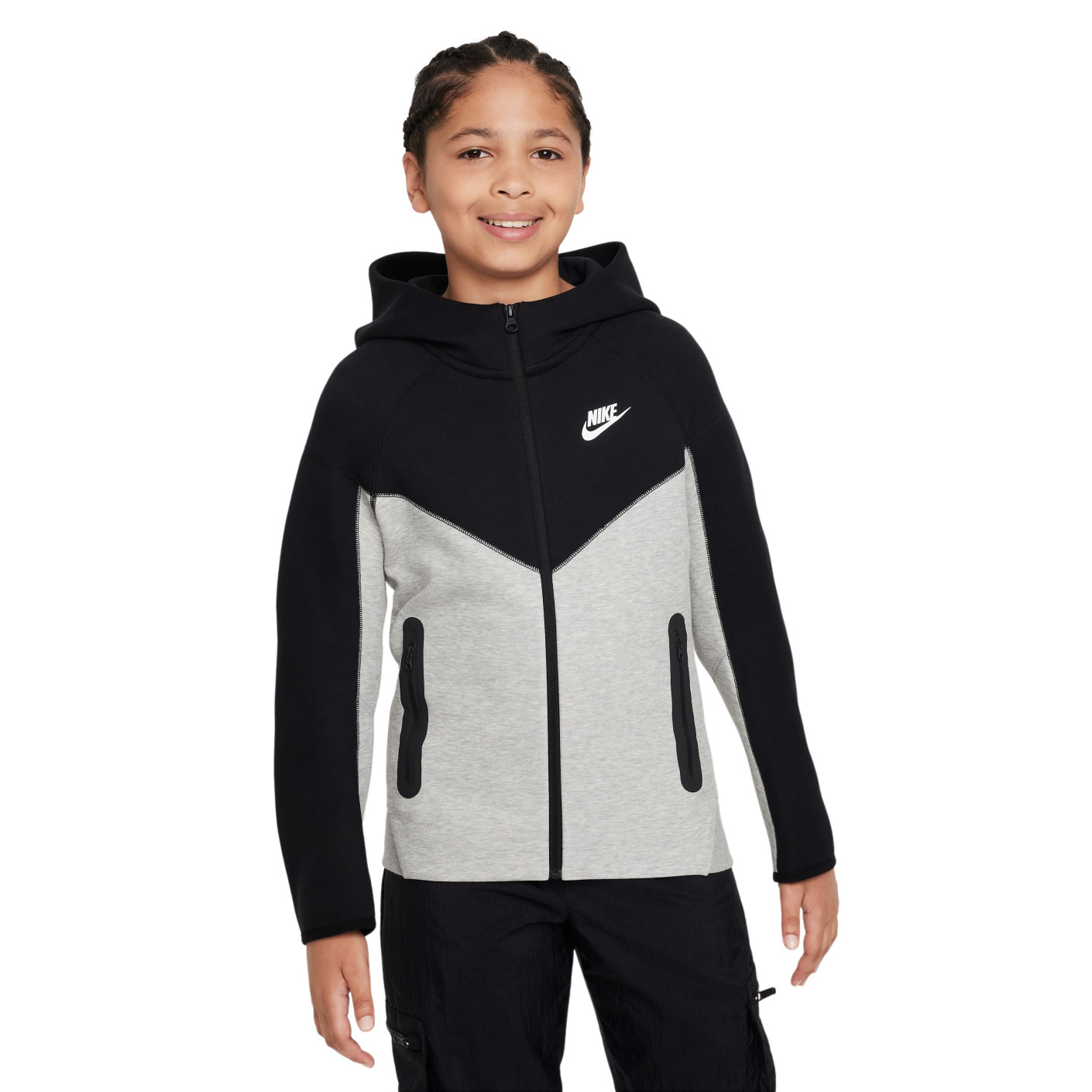 Nike Tech Fleece Sportswear Vest Kids Lichtgrijs Zwart Wit