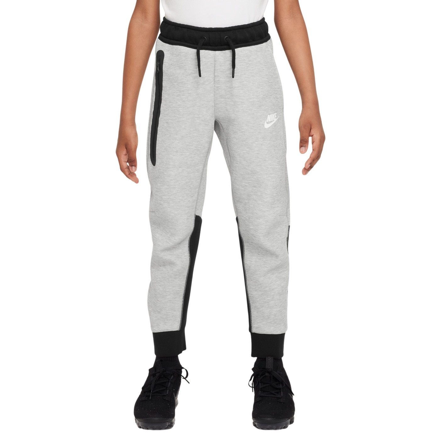 Jogging gris foncé, ceinture élastique, poches zip