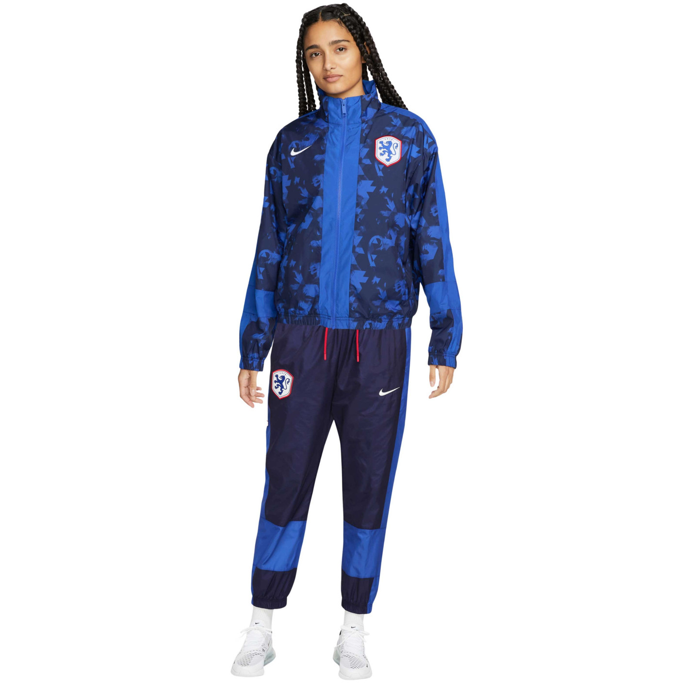 Nike Pays-Bas Essential Survêtement Full-Zip 2023-2025 Femmes Bleu Foncé Rouge Blanc