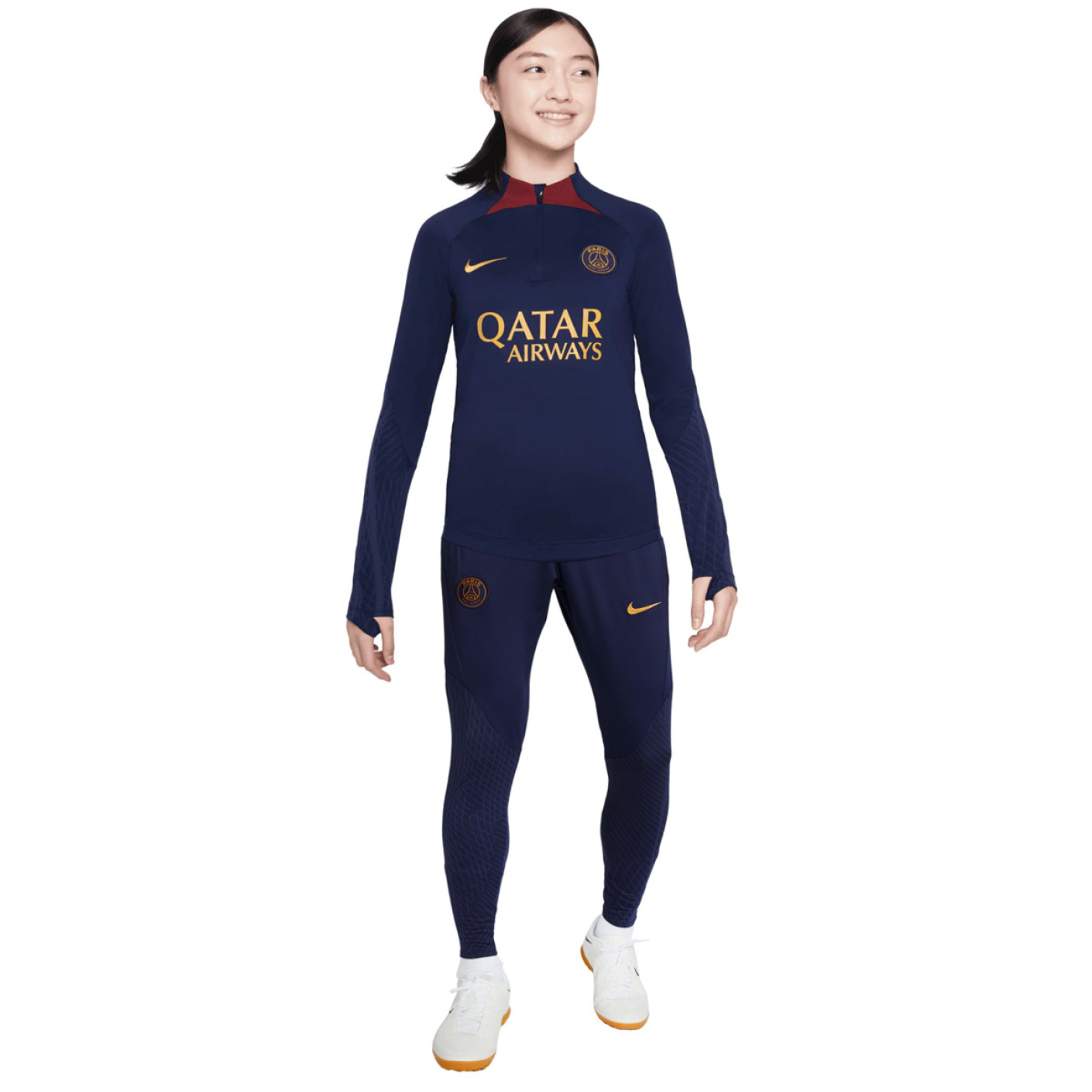 Nike Paris Saint Germain Strike Trainingspak 1 4 Zip 2023 2024 Kids Donkerblauw Goud Rood