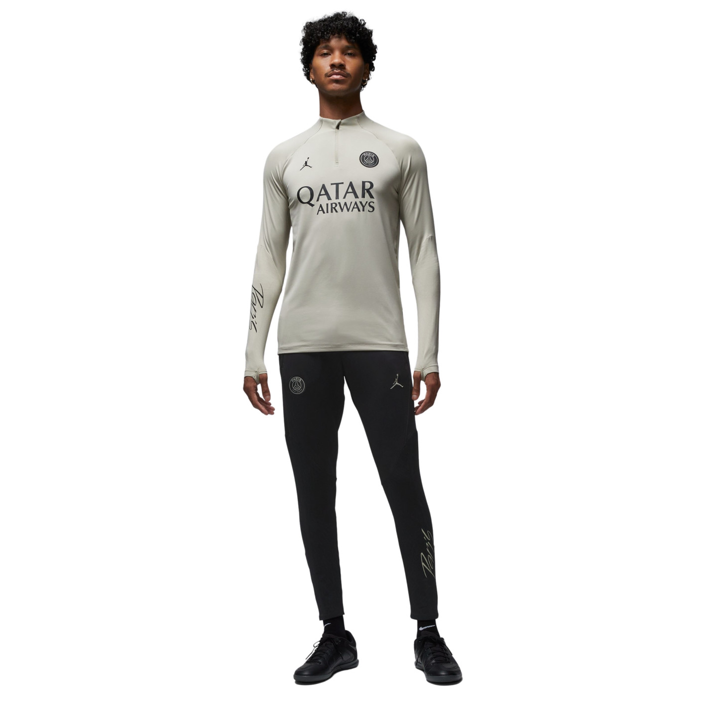 Nike Paris Saint Germain X Jordan Strike Survetement 1 4 Zip 2023 2024 Beige Gris Noir Voetbalshop.be