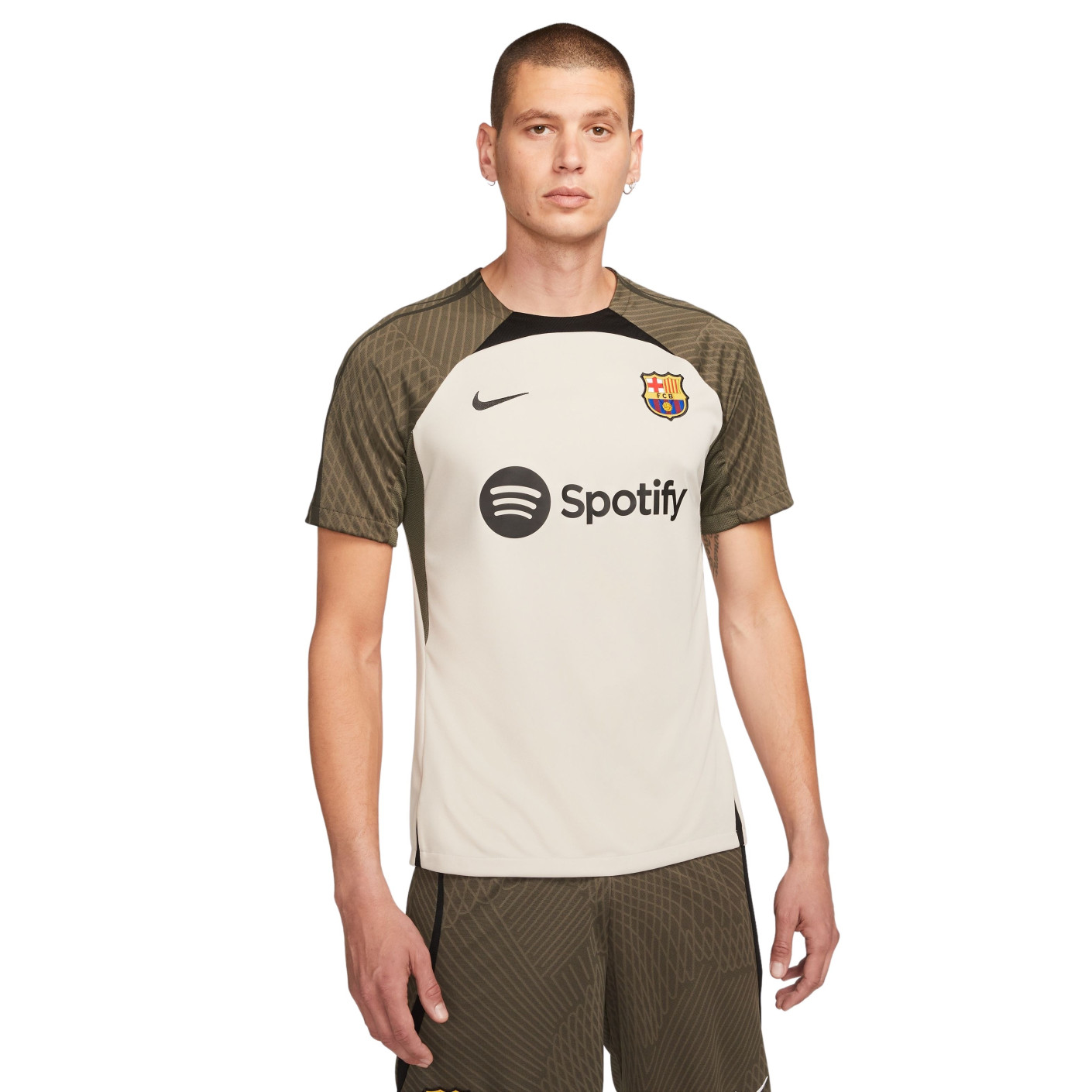 Nike FC Barcelone Strike Maillot d'Entraînement 2023-2024 Beige Noir Vert Foncé