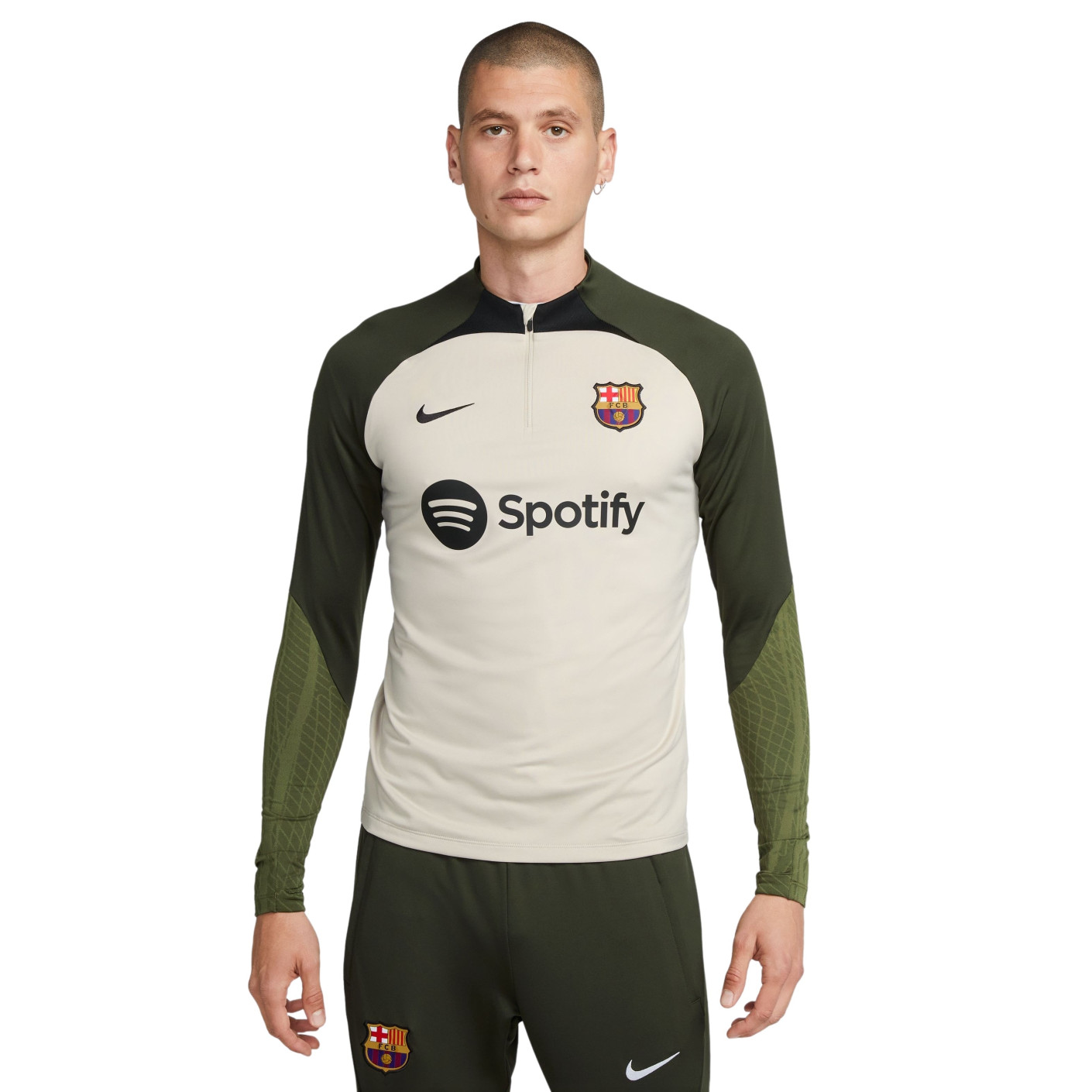 Nike FC Barcelone Strike Haut d'Entraînement 2023-2024 Beige Noir Vert Foncé