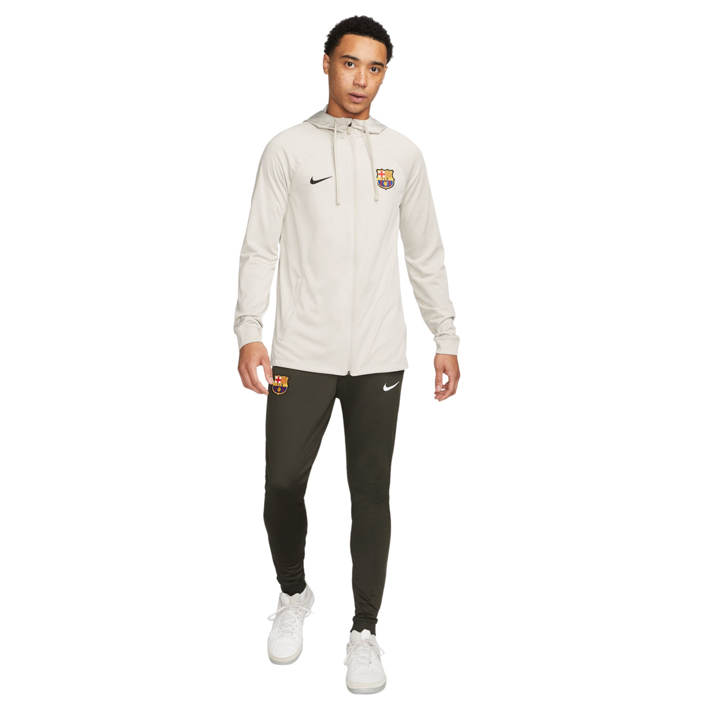 Nike FC Barcelone Strike Survêtement à Capuche Full-Zip 2023-2024 Beige Vert Foncé Noir