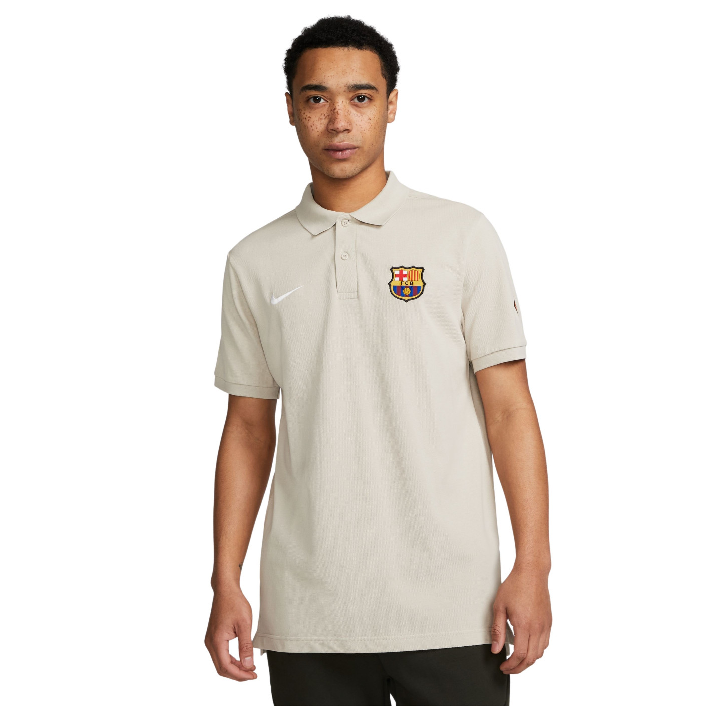 Nike FC Barcelone Polo 2023 2024 Beige Blanc Voetbalshop.be