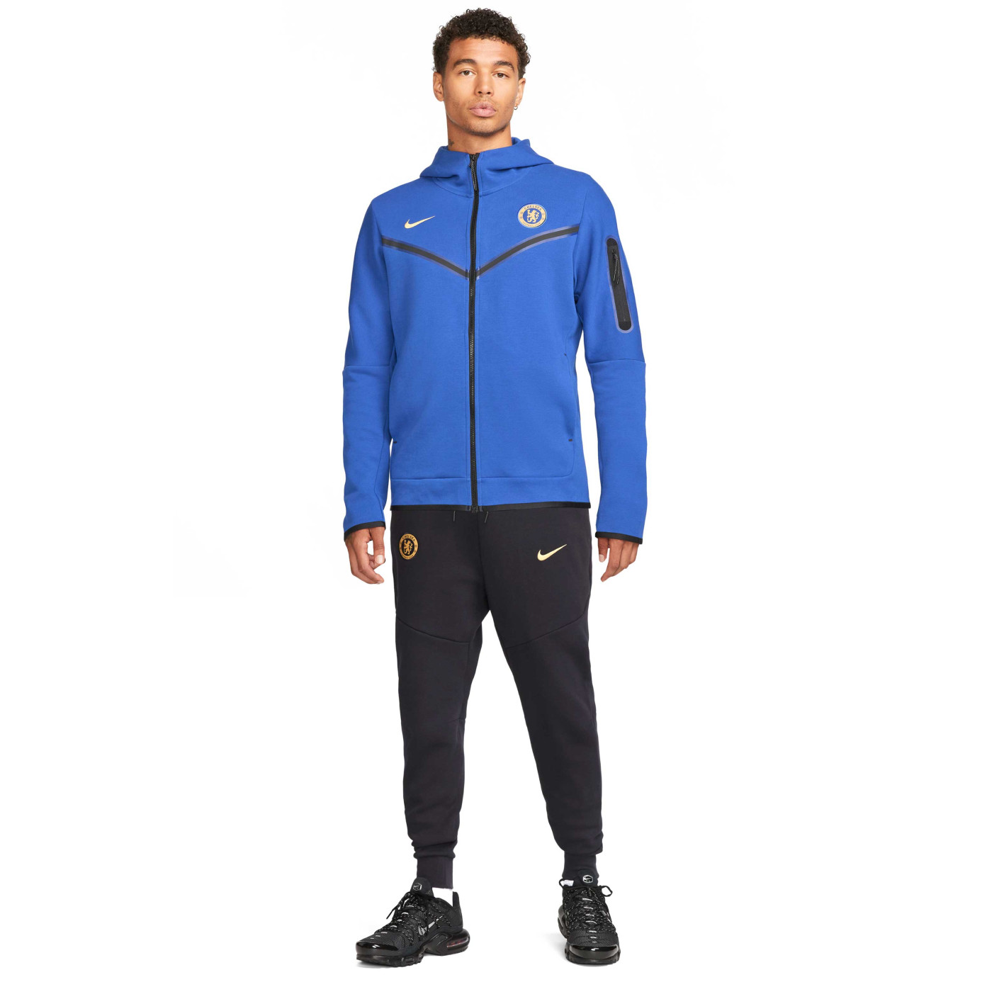 Nike Chelsea Tech Fleece Survetement 2023 2024 Bleu Noir Or Voetbalshop.be