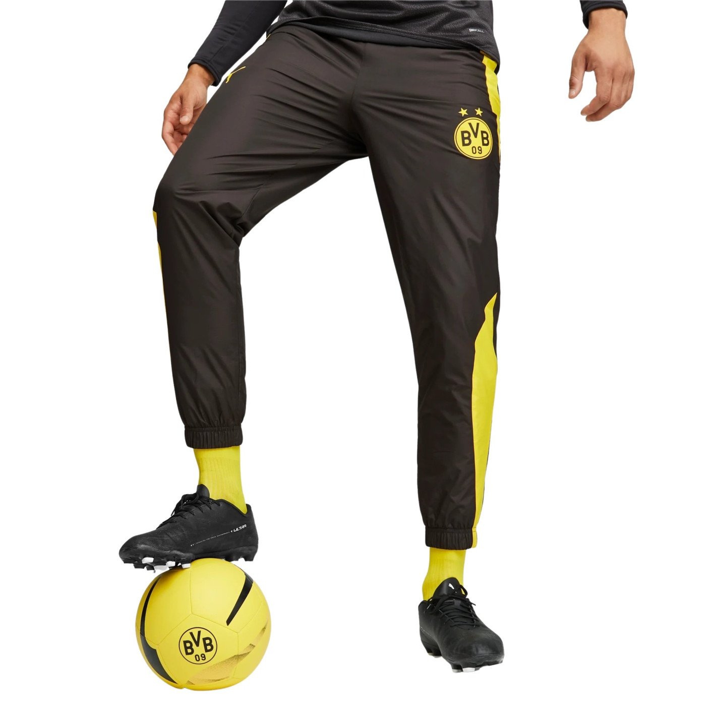 PUMA Borussia Dortmund Pre-Match Trainingsbroek Woven 2023-2024 Zwart Geel