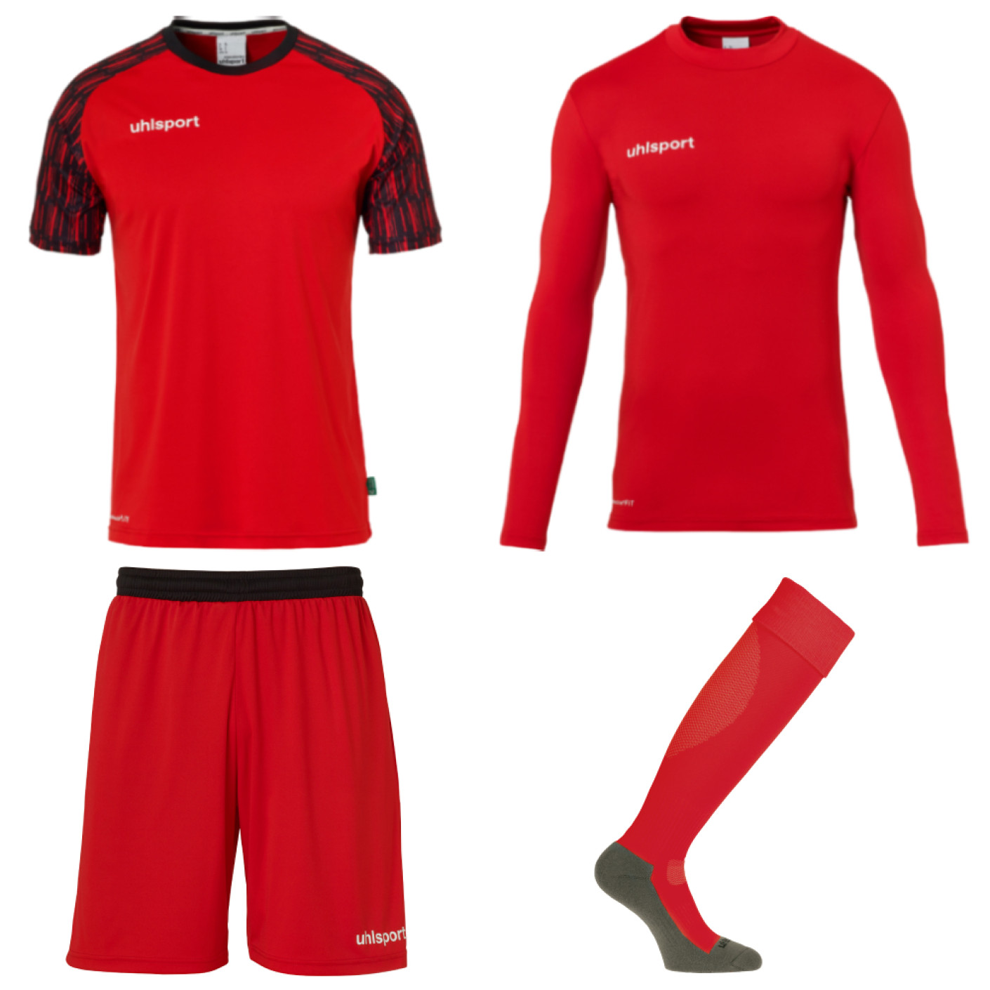 Uhlsport Reaction Tenue de Gardien de But Enfants Rouge Noir