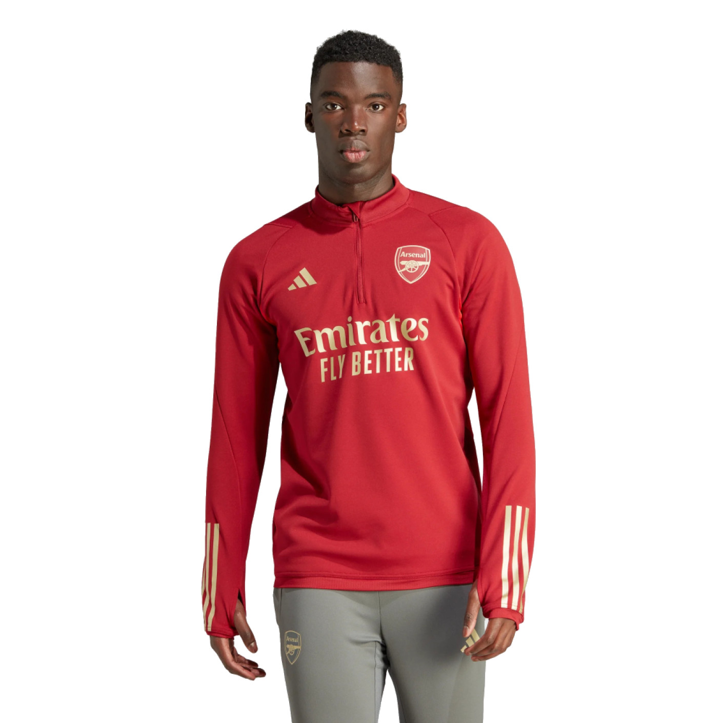 adidas Arsenal Haut d'Entraînement 1/4-Zip 2023-2024 Rouge Foncé Or