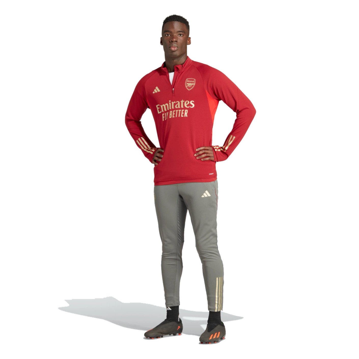 adidas Arsenal Survêtement 1/4-Zip 2023-2024 Rouge Foncé Gris Or