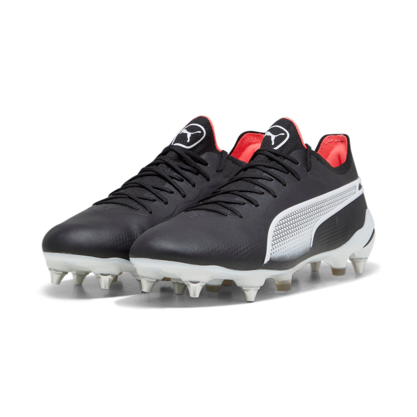 PUMA King Ultimate IJzeren-Nop Voetbalschoenen (SG) Zwart Wit Rood