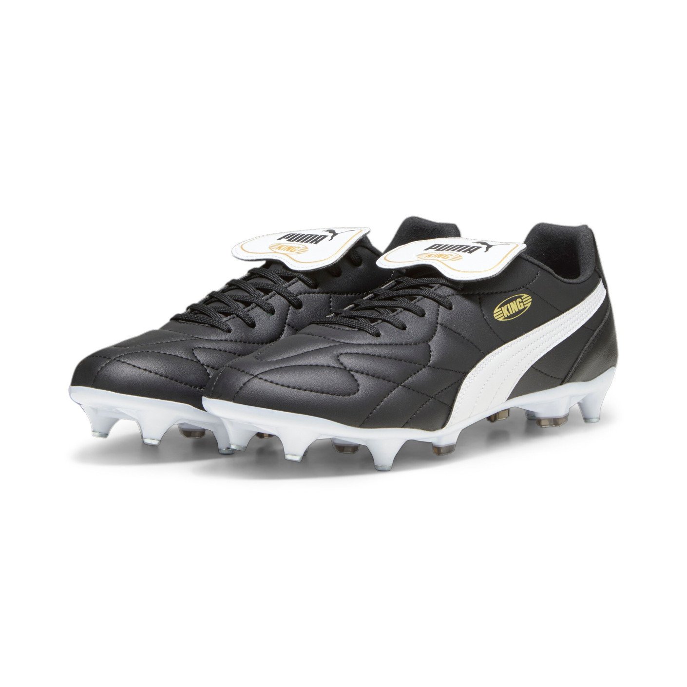 PUMA King Top Crampons Vissés (SG) Noir Blanc Or