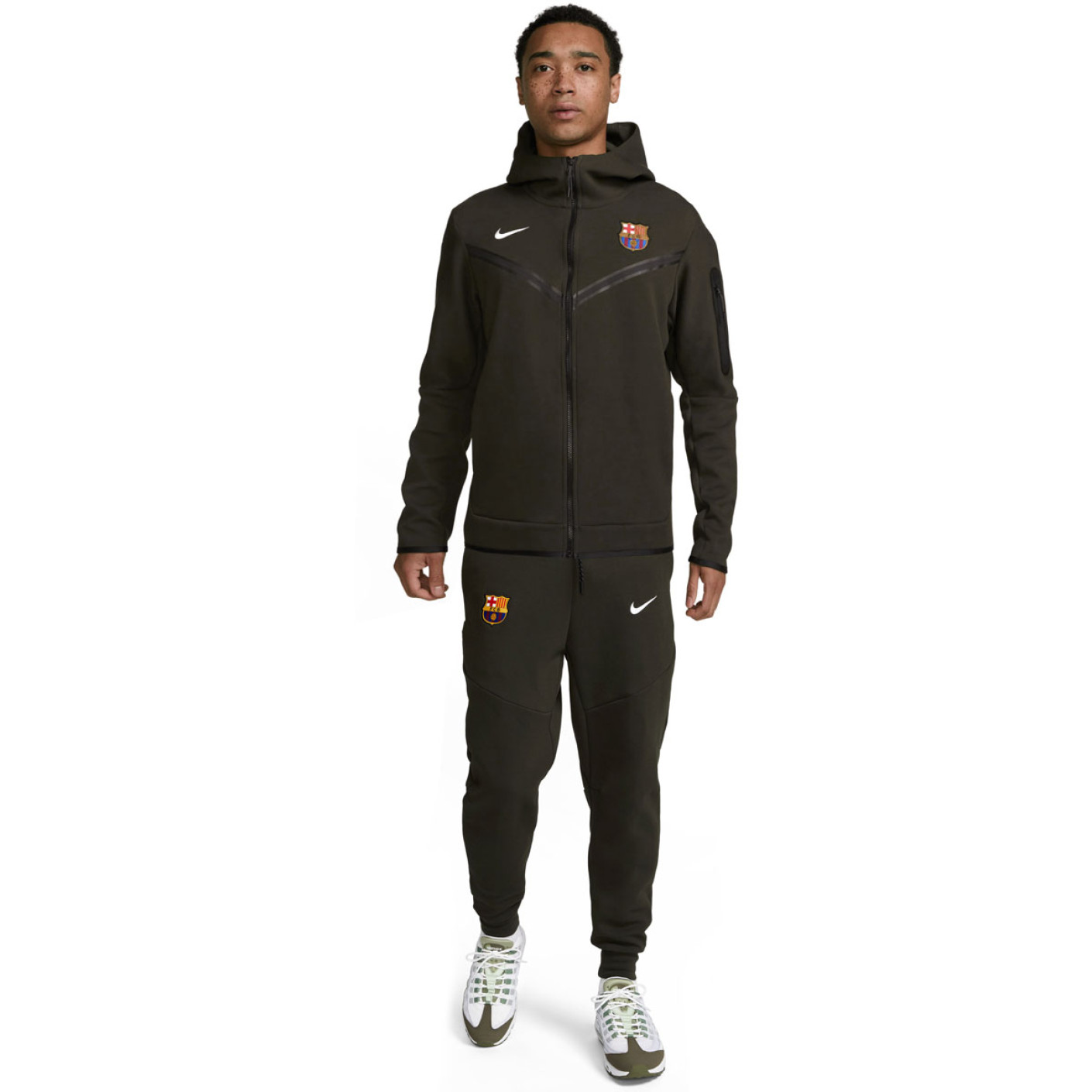 Nike FC Barcelona Tech Fleece Trainingspak 2023-2024 Donkergroen Wit