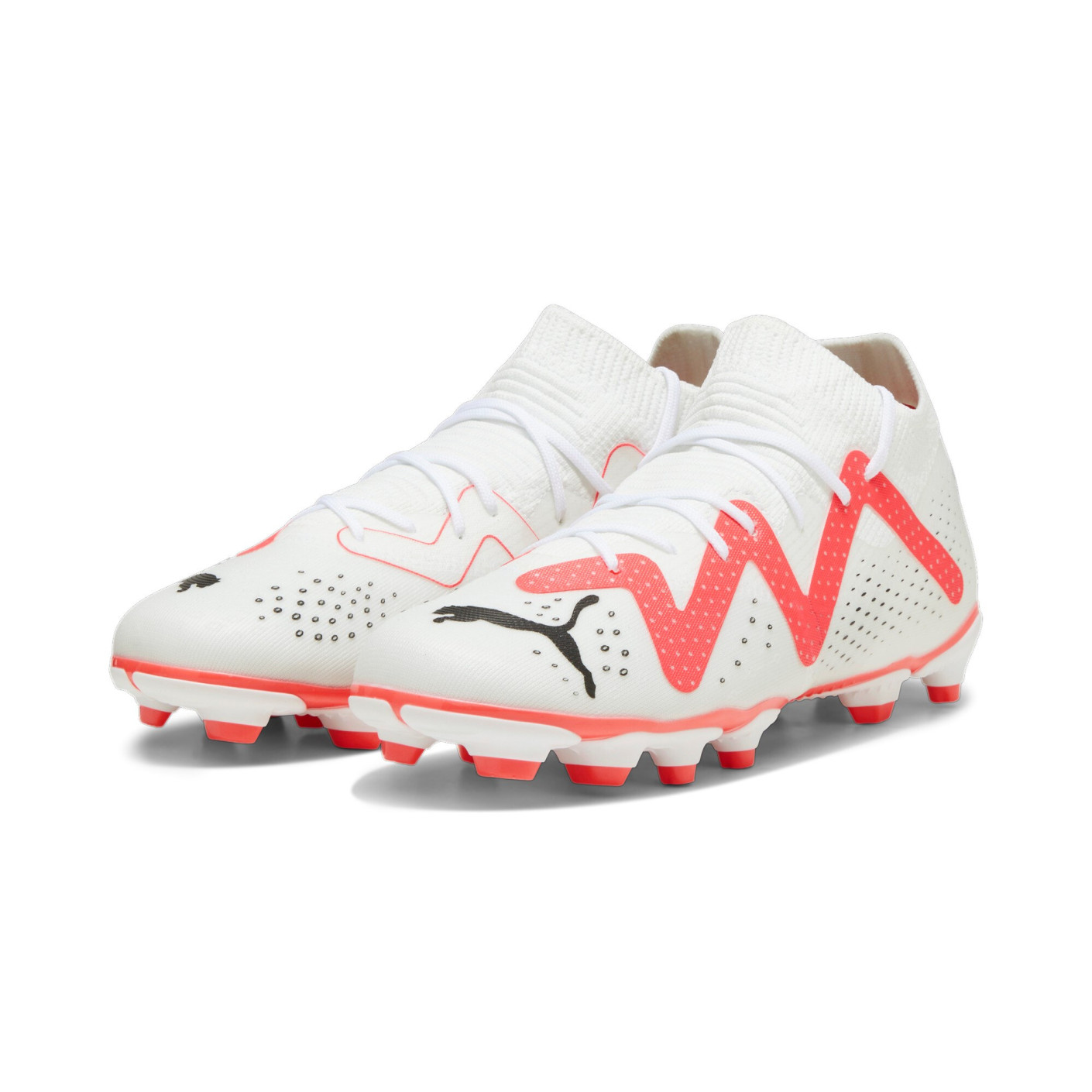 PUMA Future Match Gras / Kunstgras Voetbalschoenen (MG) Kids Wit Rood Zwart