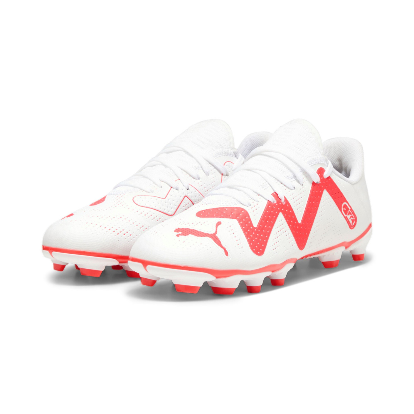 PUMA Future Play Chaussures de Foot (MG) Enfants Blanc Rouge Noir