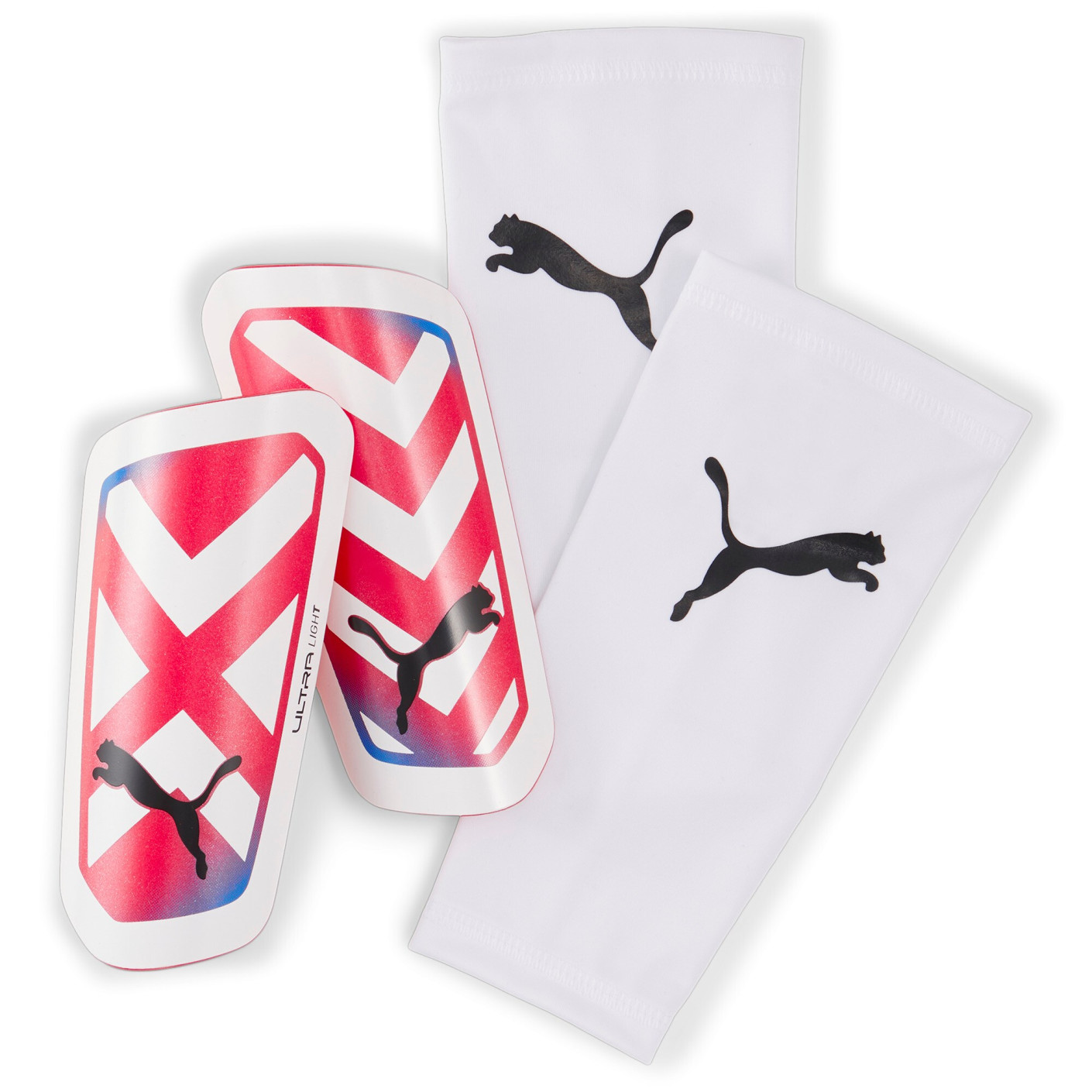 PUMA Ultra Light Sleeve Protège-Tibias Blanc Rouge Bleu