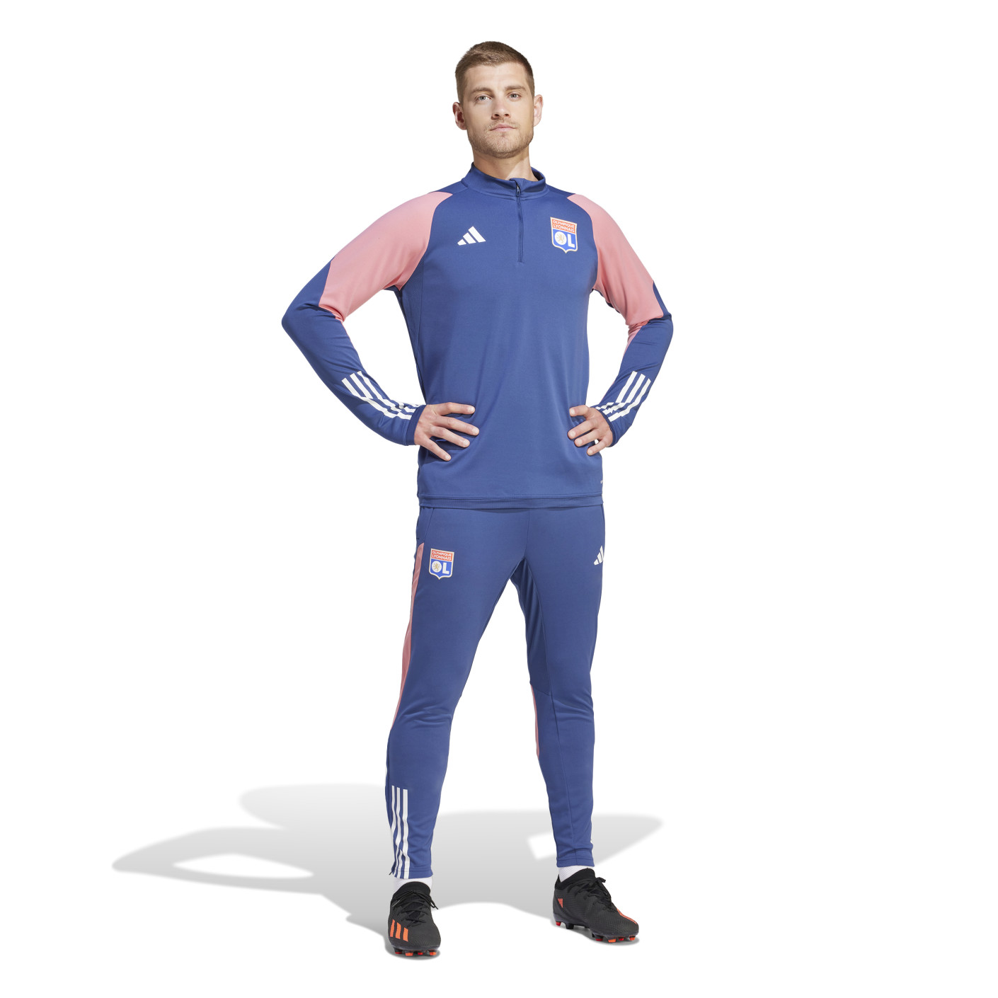 adidas Olympique Lyon Survêtement 1/4-Zip 2023-2024 Bleu Rose Blanc