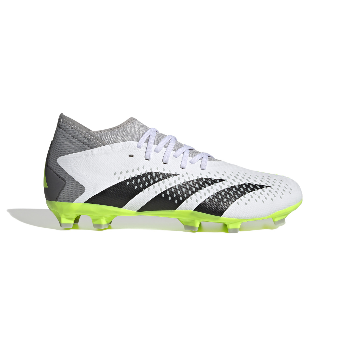 adidas Predator Accuracy.3 Gazon Naturel Chaussures de Foot (FG) Blanc Gris Jaune Vif Noir