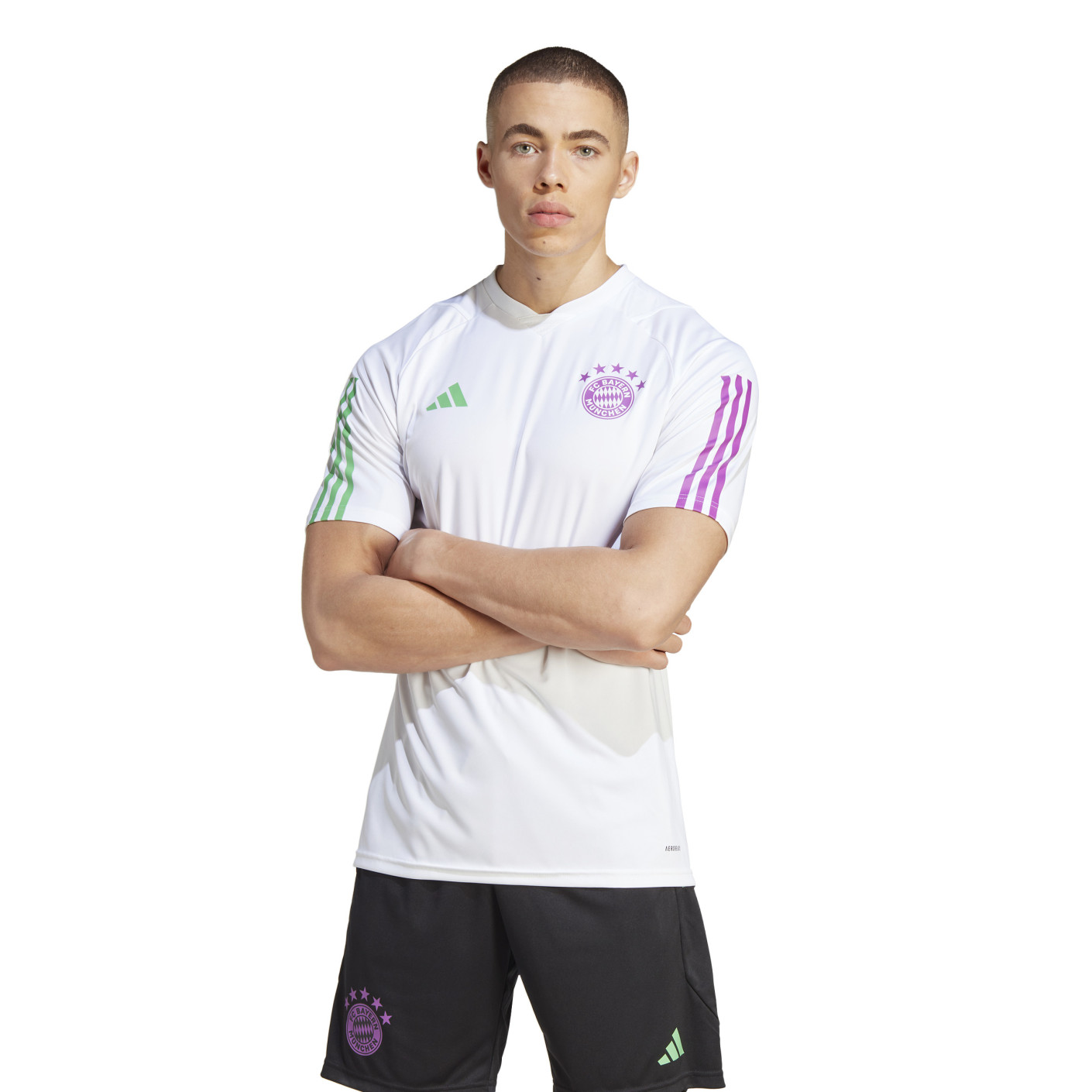 adidas Bayern Munich Maillot d'Entraînement 2023-2024 Blanc Vert Mauve