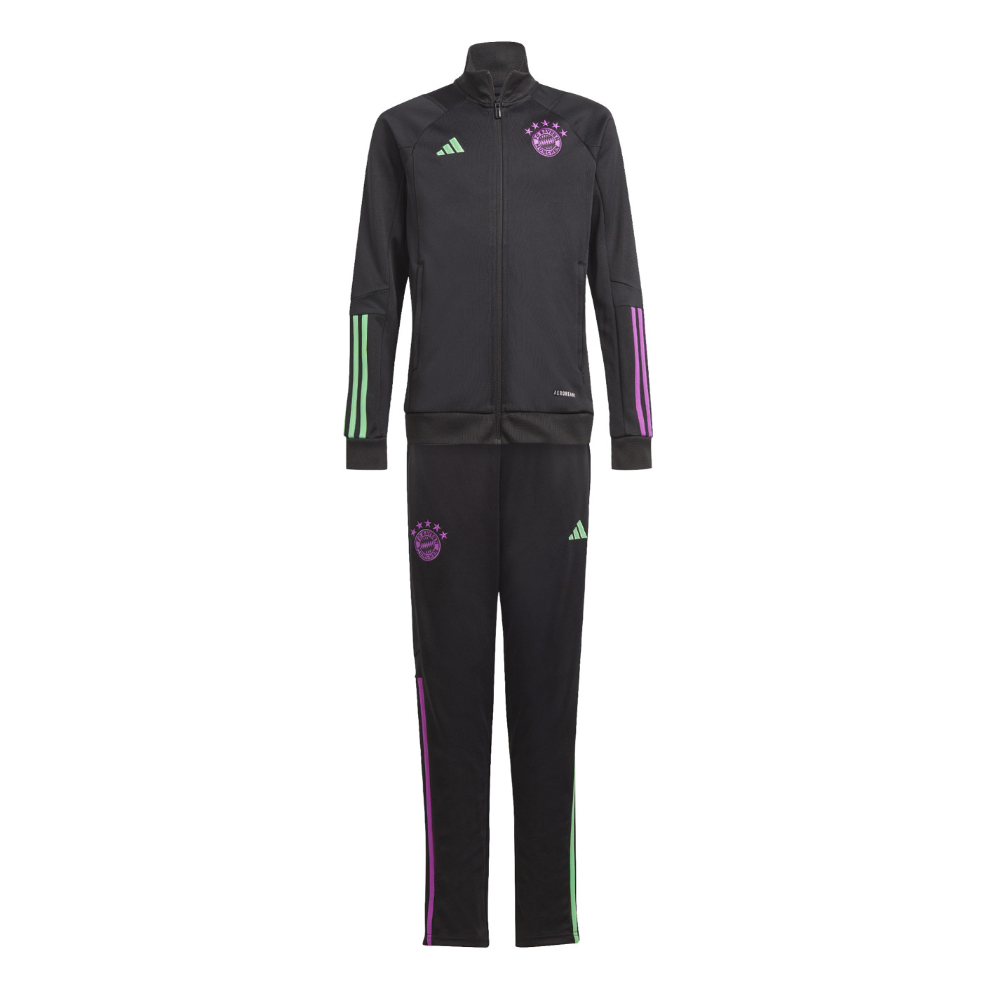 adidas Bayern Munich Survêtement Full-Zip 2023-2024 Enfants Noir Vert Mauve