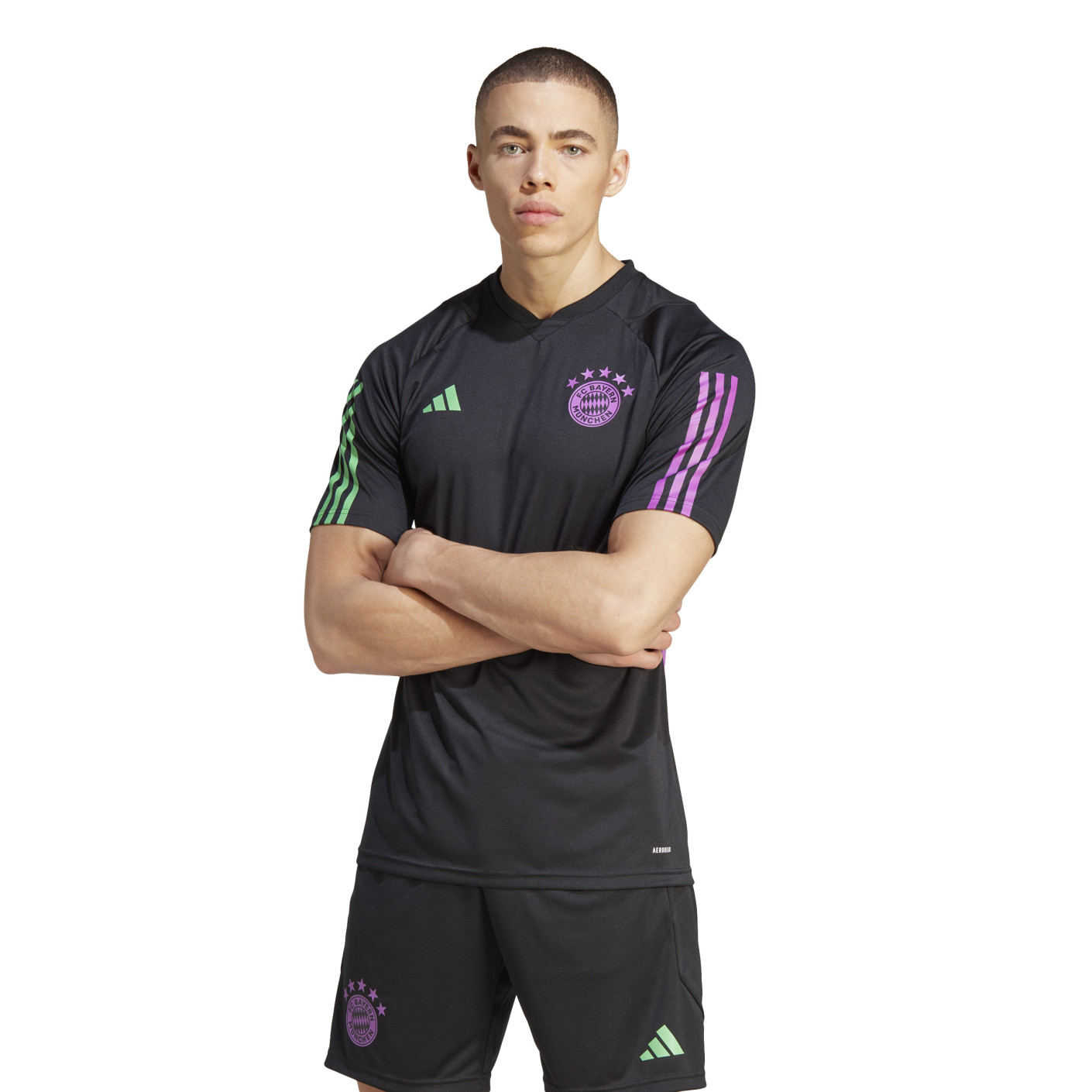 adidas Bayern Munich Maillot d'Entraînement 2023-2024 Noir Vert Mauve