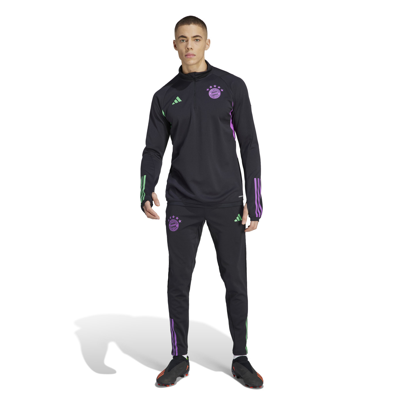 adidas Bayern Munich Survêtement 1/4-Zip 2023-2024 Noir Vert Mauve