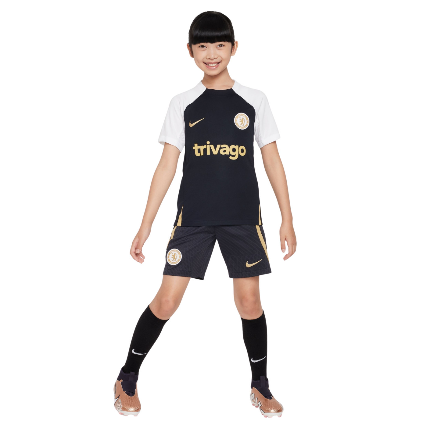 Nike Chelsea Strike Ensemble Training 2023-2024 Enfants Noir Blanc Or