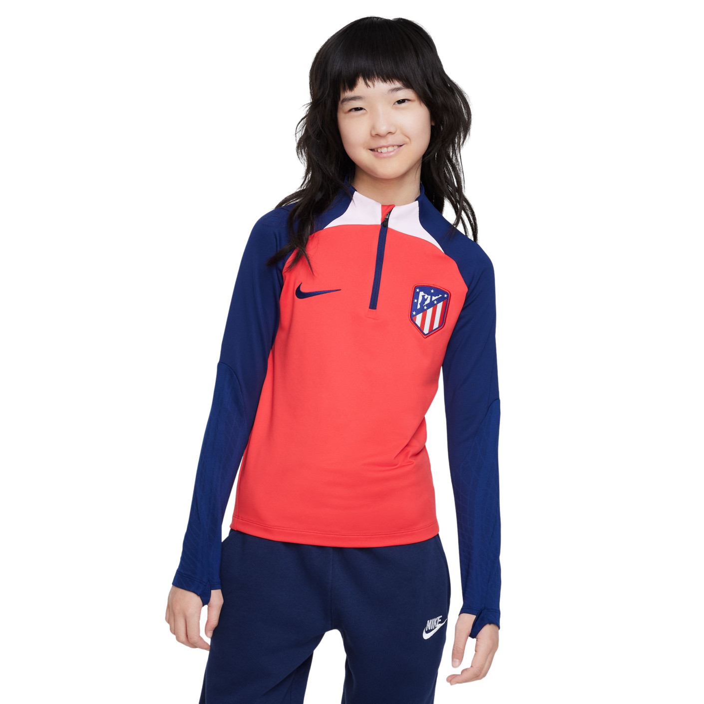 Nike Atletico Madrid Strike Haut d'Entraînement  2023-2024 Enfants Rouge Bleu Foncé Blanc