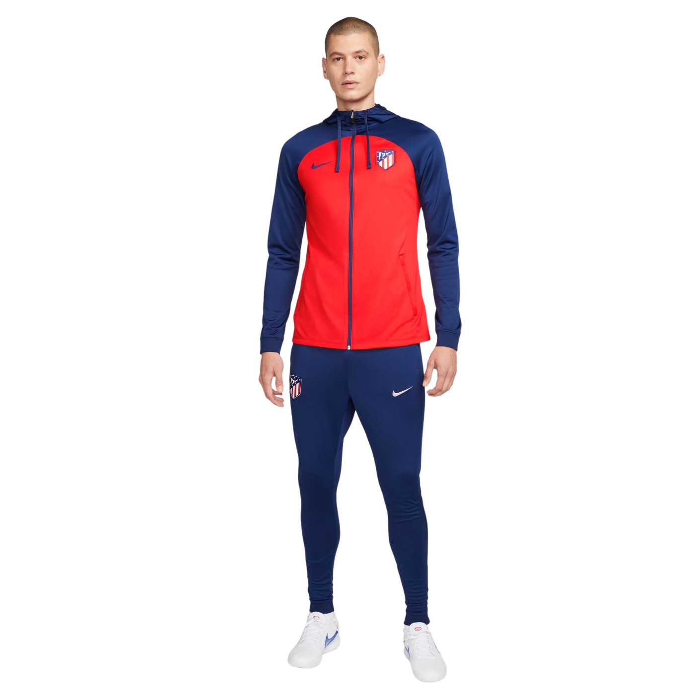 Nike Atletico Madrid Strike Survêtement à Capuche Full-Zip 2023-2024 Rouge Bleu Foncé Blanc