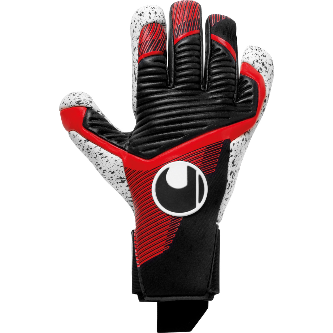 Uhlsport Powerline Supergrip+ HN Gants de Gardien de But Noir Rouge Blanc