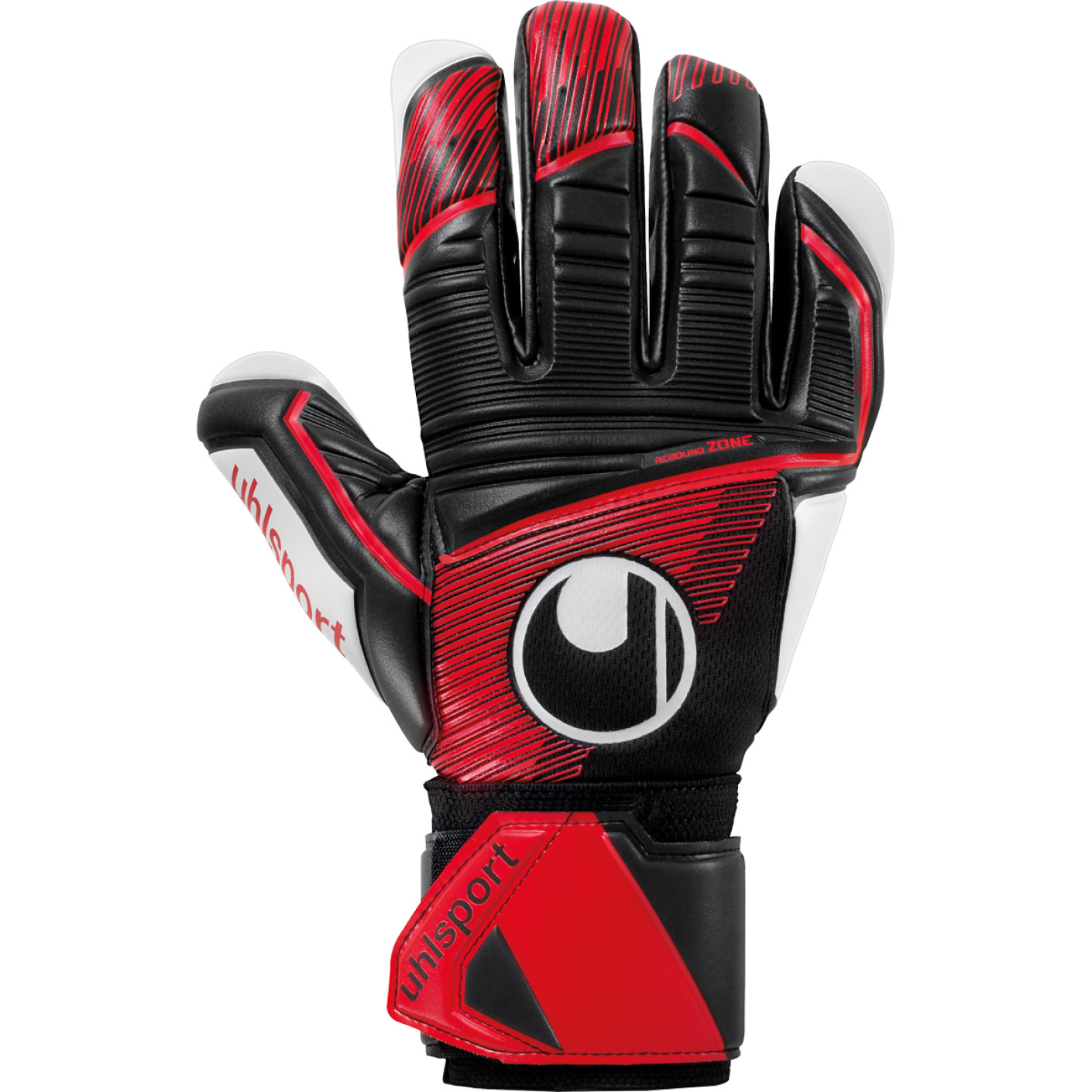 Uhlsport Powerline Supersoft HN Gants de Gardien de But Noir Rouge Blanc