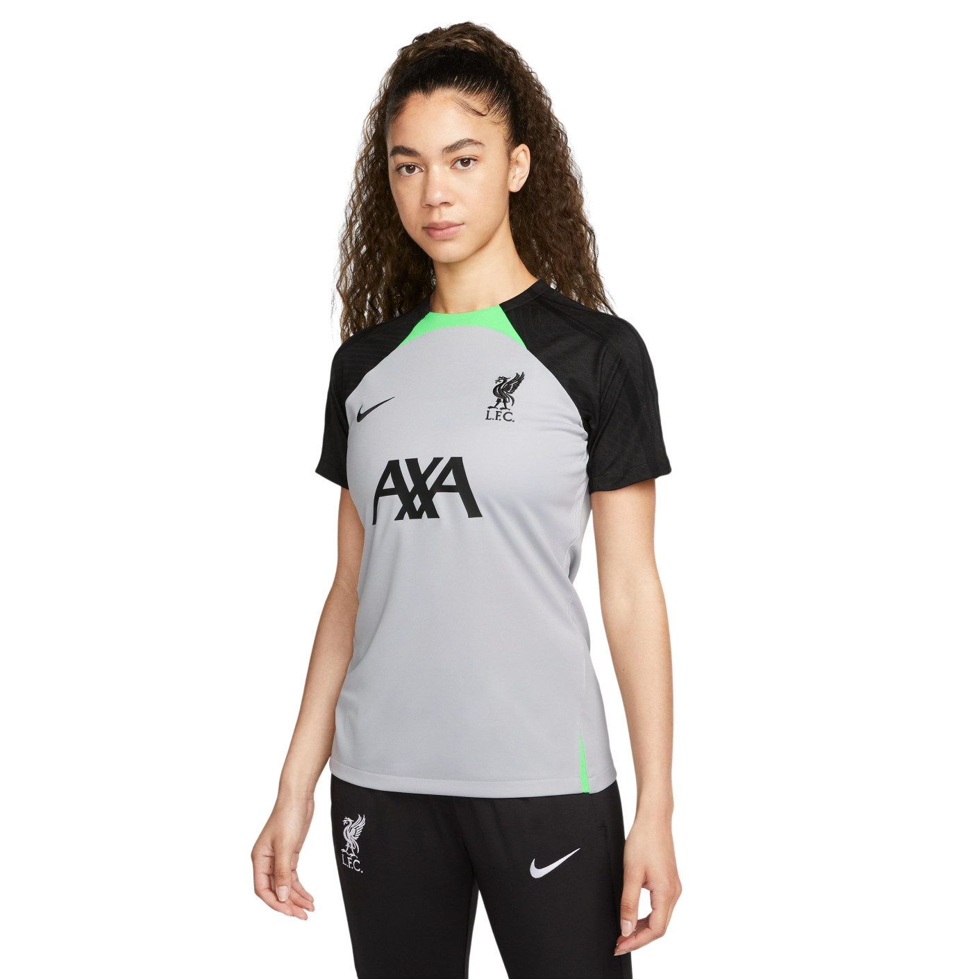 Nike Liverpool Strike Trainingsshirt 2023-2024 Dames Grijs Zwart Groen