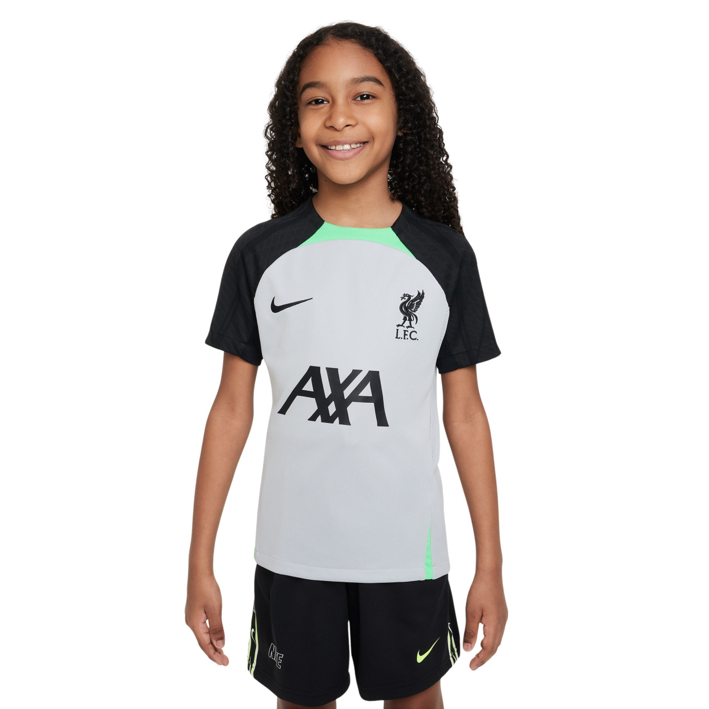Nike Liverpool Strike Maillot d Entra nement 2023 2024 Enfants Gris Noir Vert