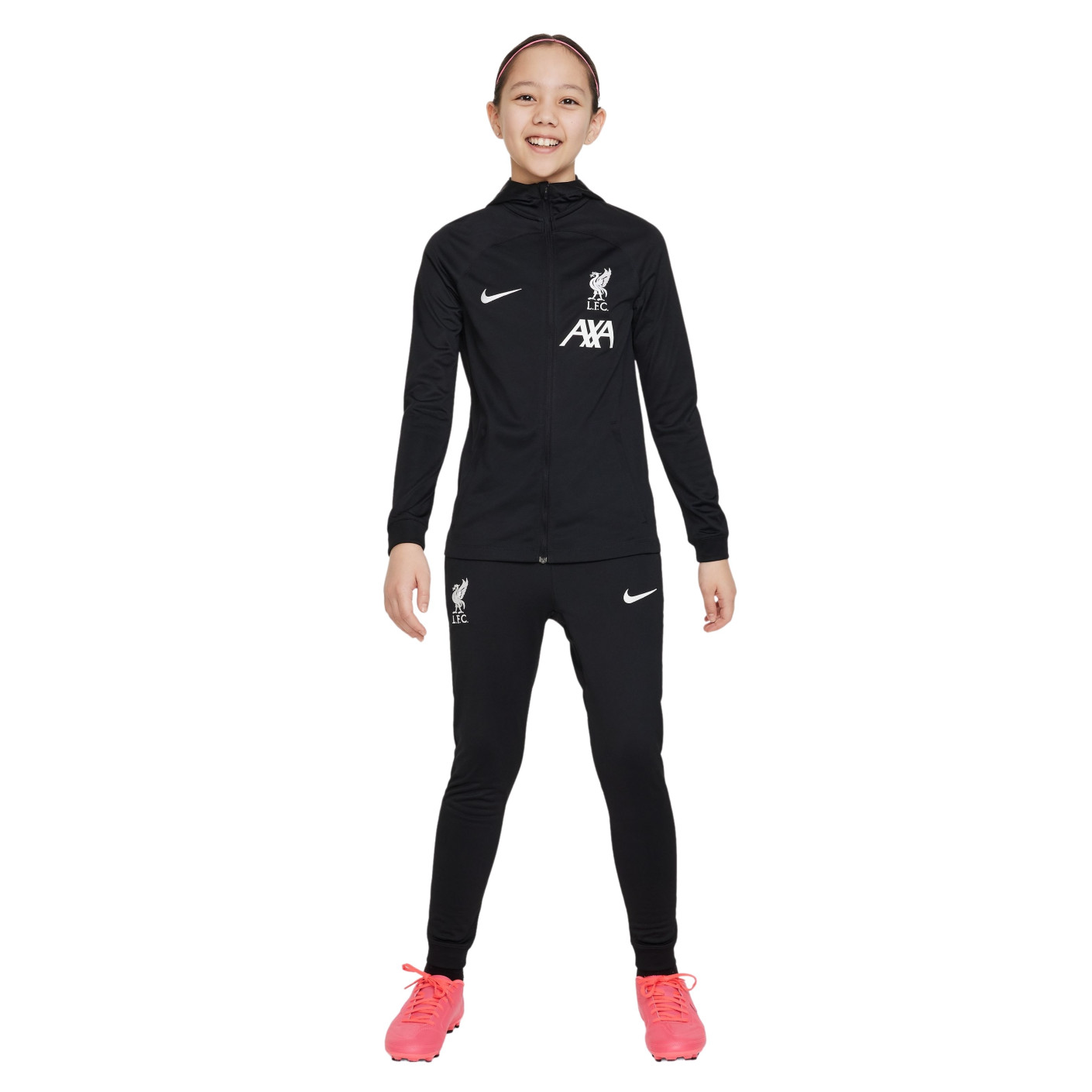 Nike Liverpool Strike Trainingspak Full Zip Hooded 2023 2024 Kids Zwart Wit