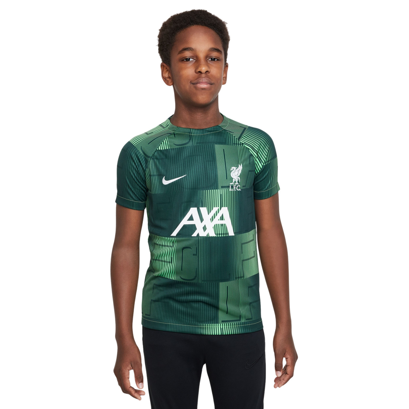 Nike Liverpool Pre Match Maillot d Entrainement 2023 2024 Enfants Vert Blanc Voetbalshop.be