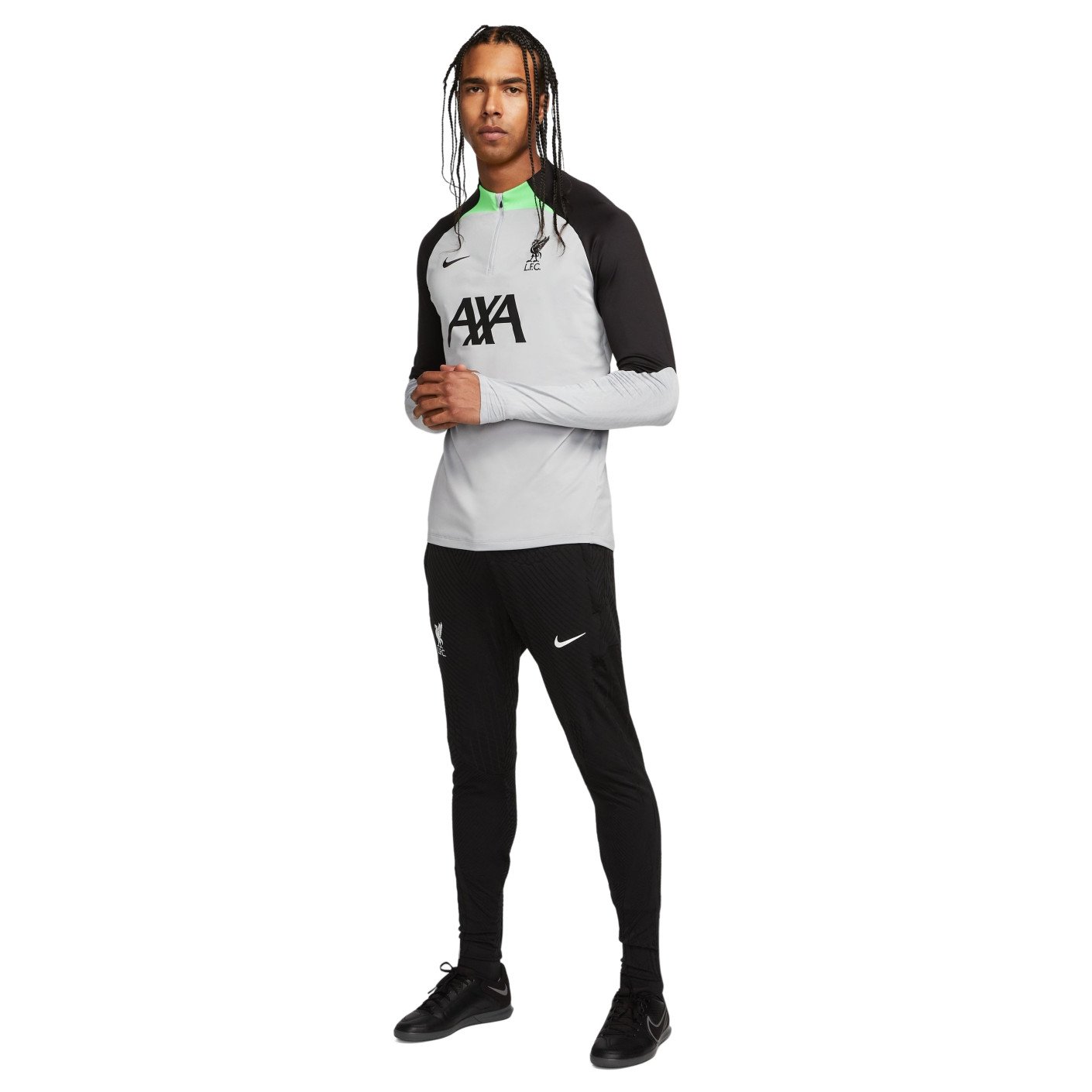 Nike Liverpool Strike Trainingspak 1 4 Zip 2023 2024 Grijs Zwart Groen
