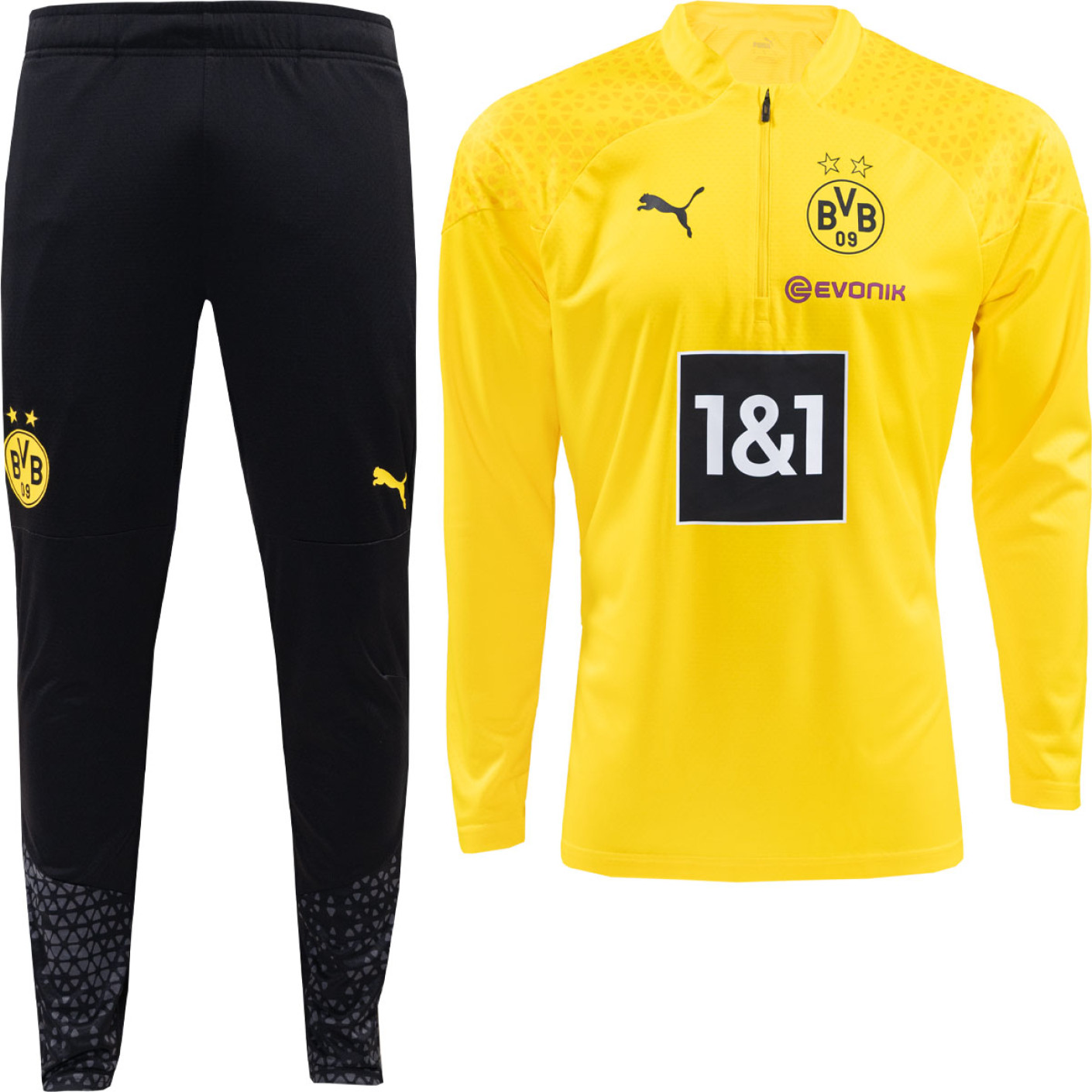 PUMA Borussia Dortmund Trainingspak 1/4-Zip 2023-2024 Kids Geel Zwart