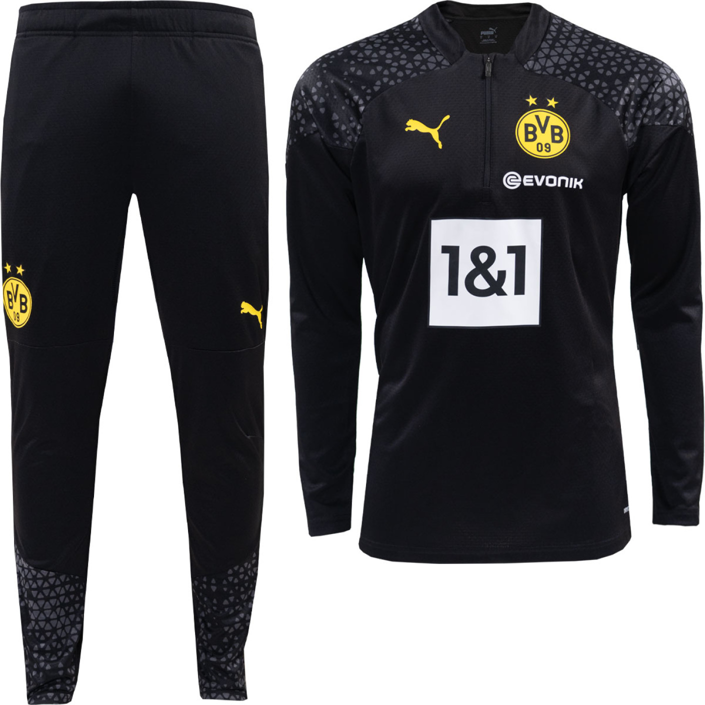 PUMA Borussia Dortmund Survêtement 1/4-Zip 2023-2024 Enfants Noir Jaune