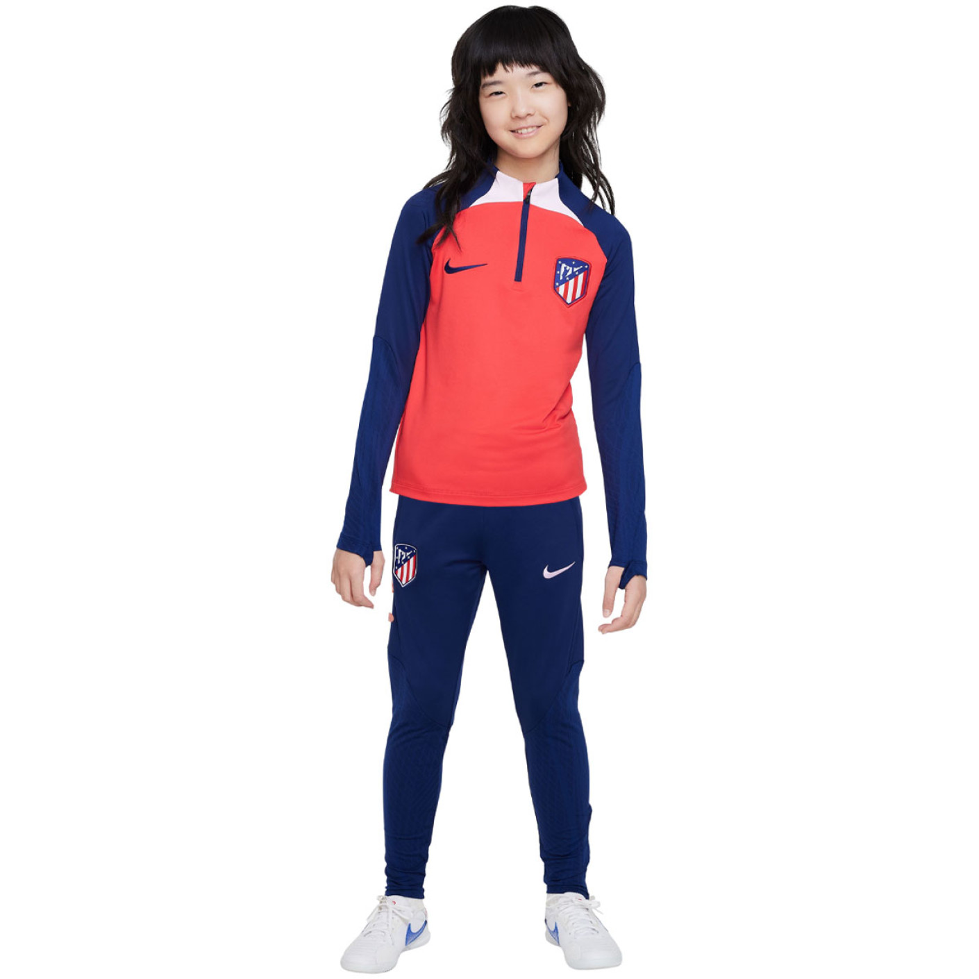 Nike Atletico Madrid Strike Surv tement 1 4 Zip 2023 2024 Enfants Rouge Bleu Fonc Blanc