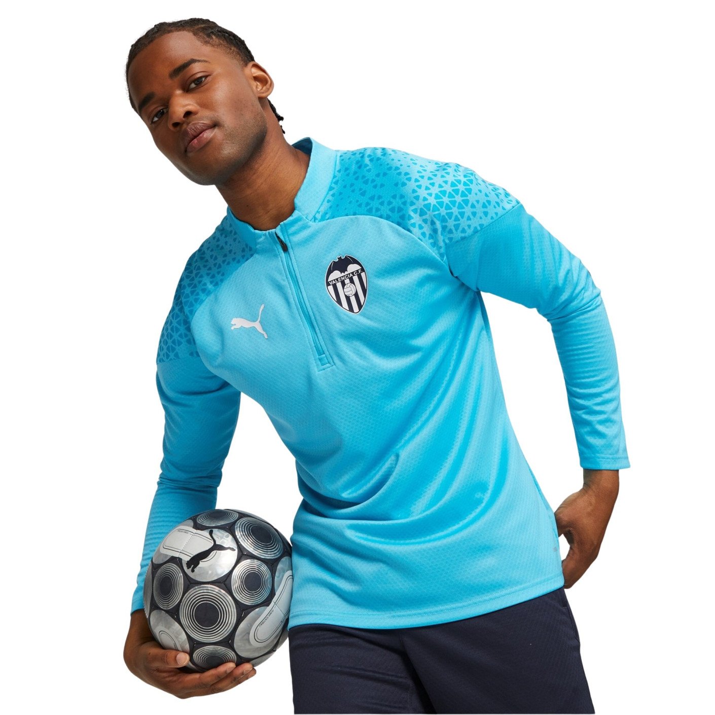 PUMA Valencia CF Haut d'Entraînement 1/4-Zip 2023-2024 Bleu Clair